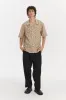 Short Sleeve Relaxed Cuban Collar Shirt in a Beige, White and Black Fine Italian Linen sold by Delikatessen