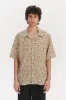 Short Sleeve Relaxed Cuban Collar Shirt in a Beige, White and Black Fine Italian Linen sold by Delikatessen