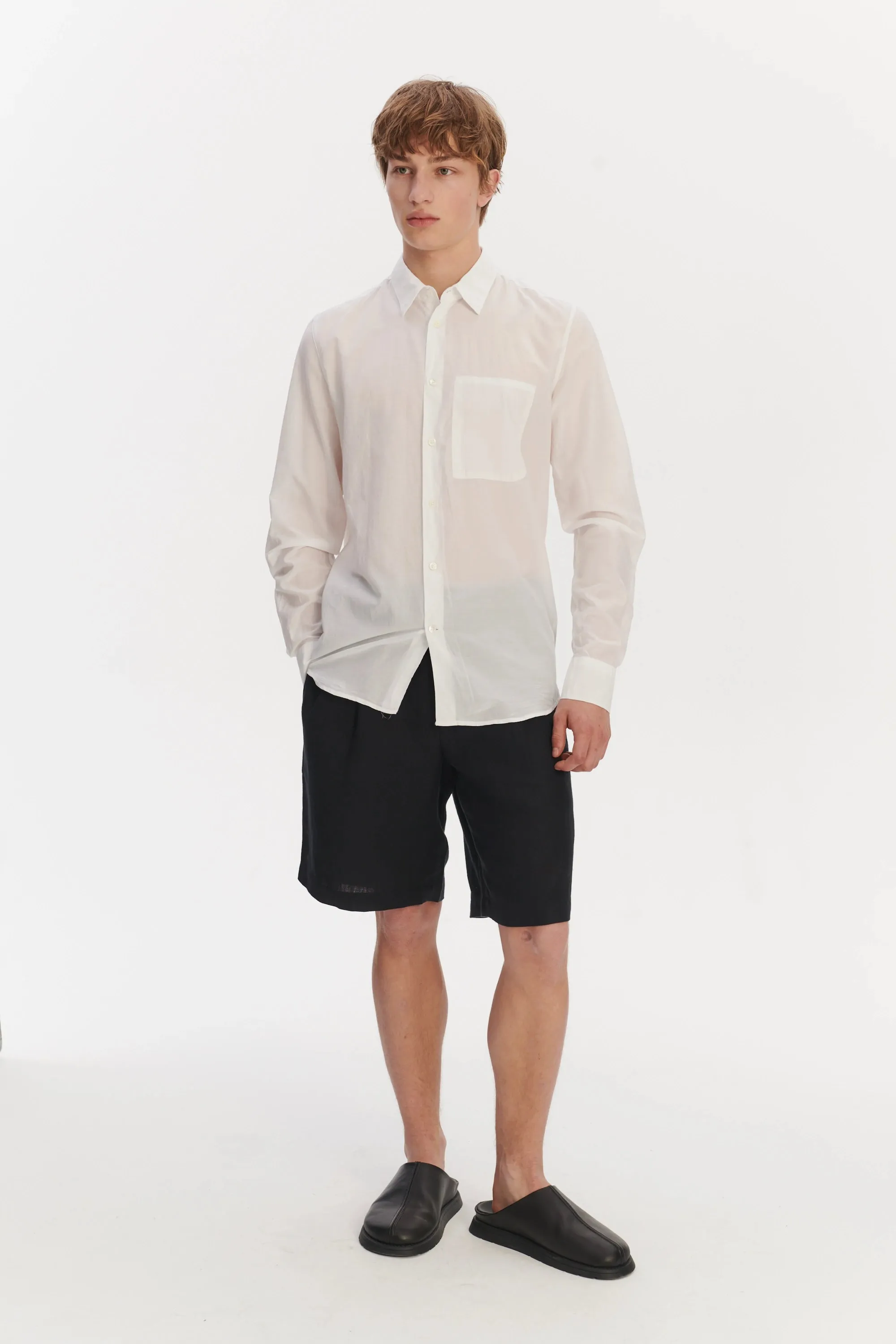 Feel Good Shirt in a Smooth White Airy Italian Silk and Cotton sold by Delikatessen product image thumbnail 3