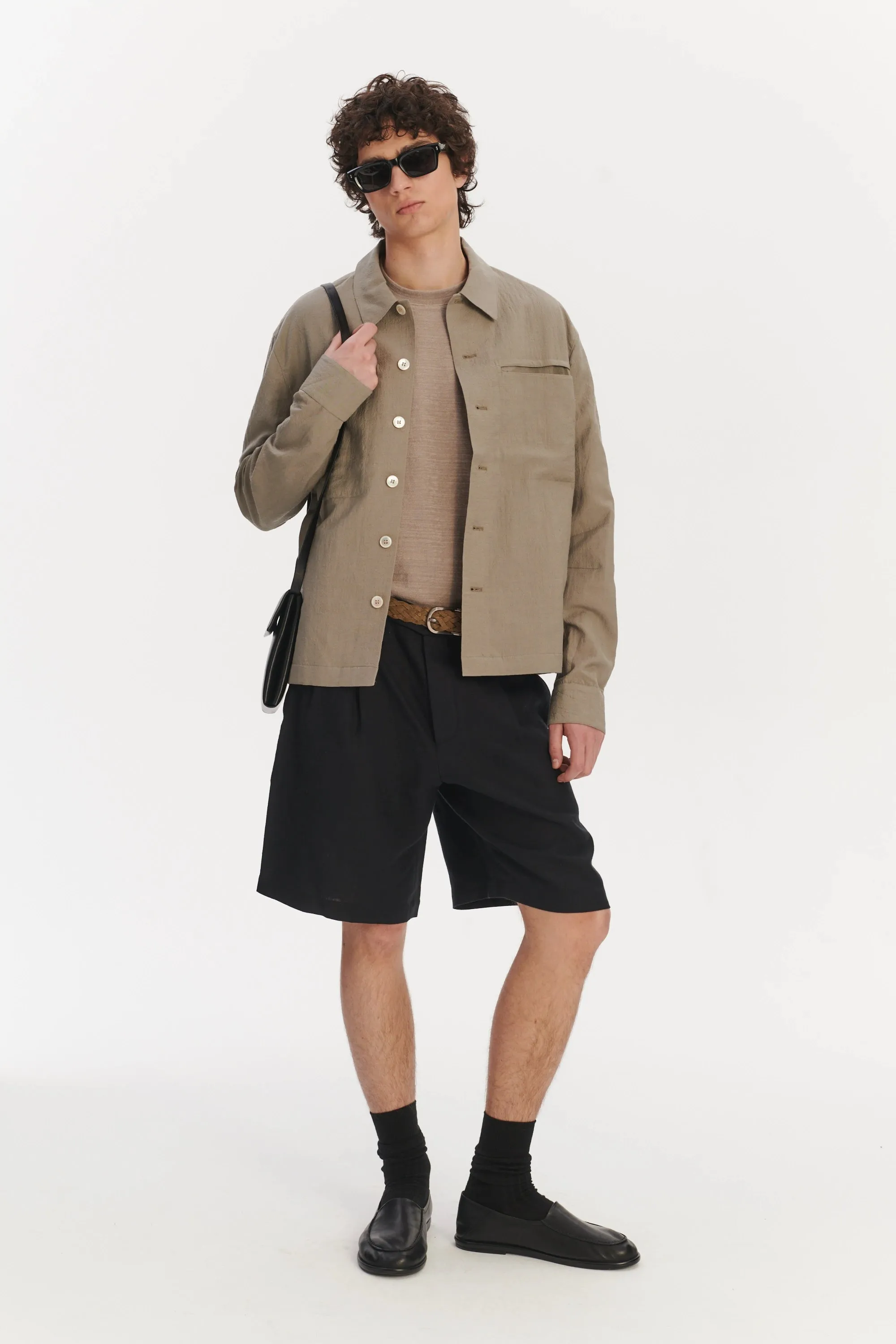 Relaxed Jacket in a Beige Italian Virgin Wool and Linen sold by Delikatessen product image thumbnail 3