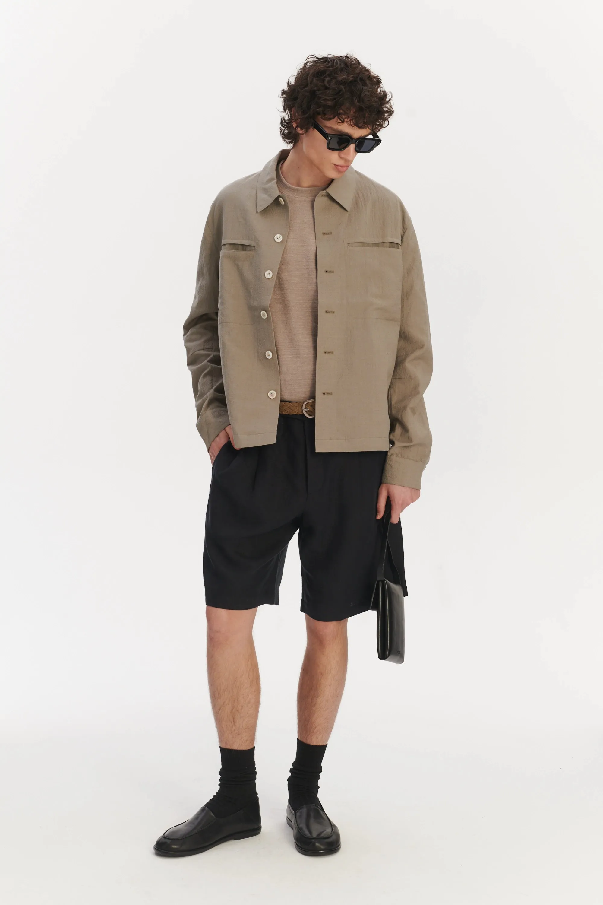 Relaxed Jacket in a Beige Italian Virgin Wool and Linen sold by Delikatessen product image thumbnail 4