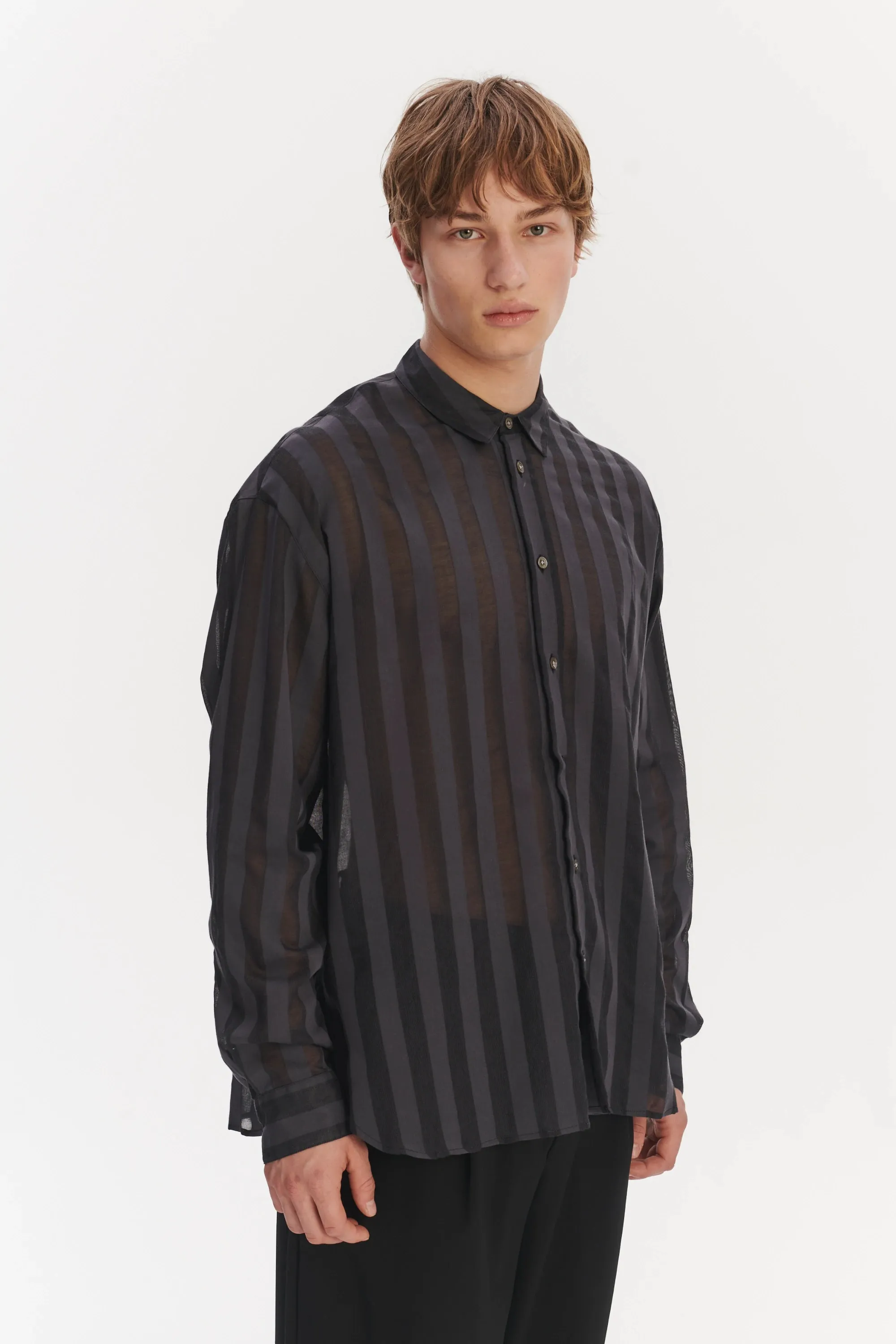 Oversized Rider Shirt in a Black Airy Portuguese Cotton and Tencel sold by Delikatessen product image thumbnail 5