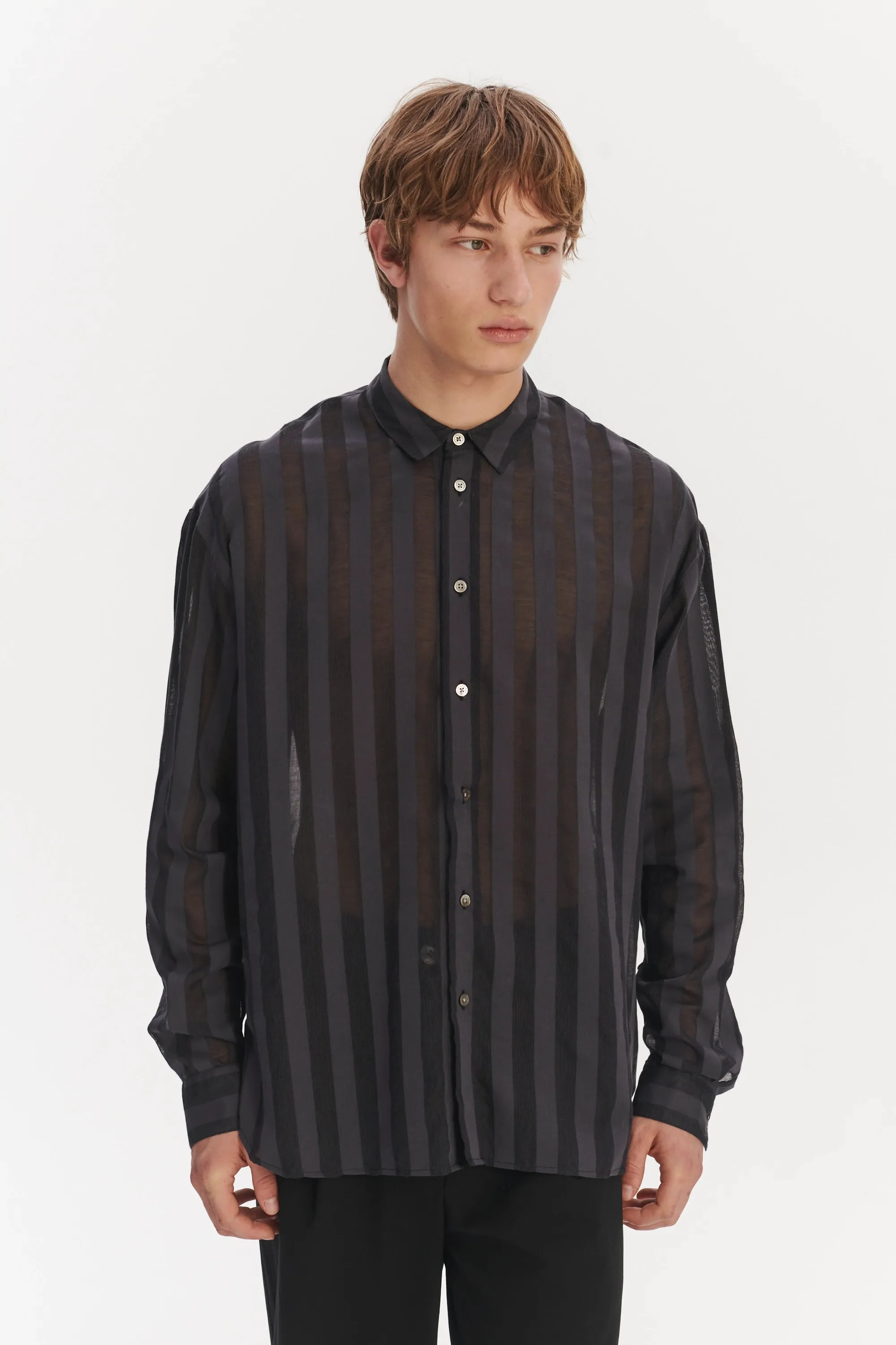 Oversized Rider Shirt in a Black Airy Portuguese Cotton and Tencel sold by Delikatessen product image thumbnail 4