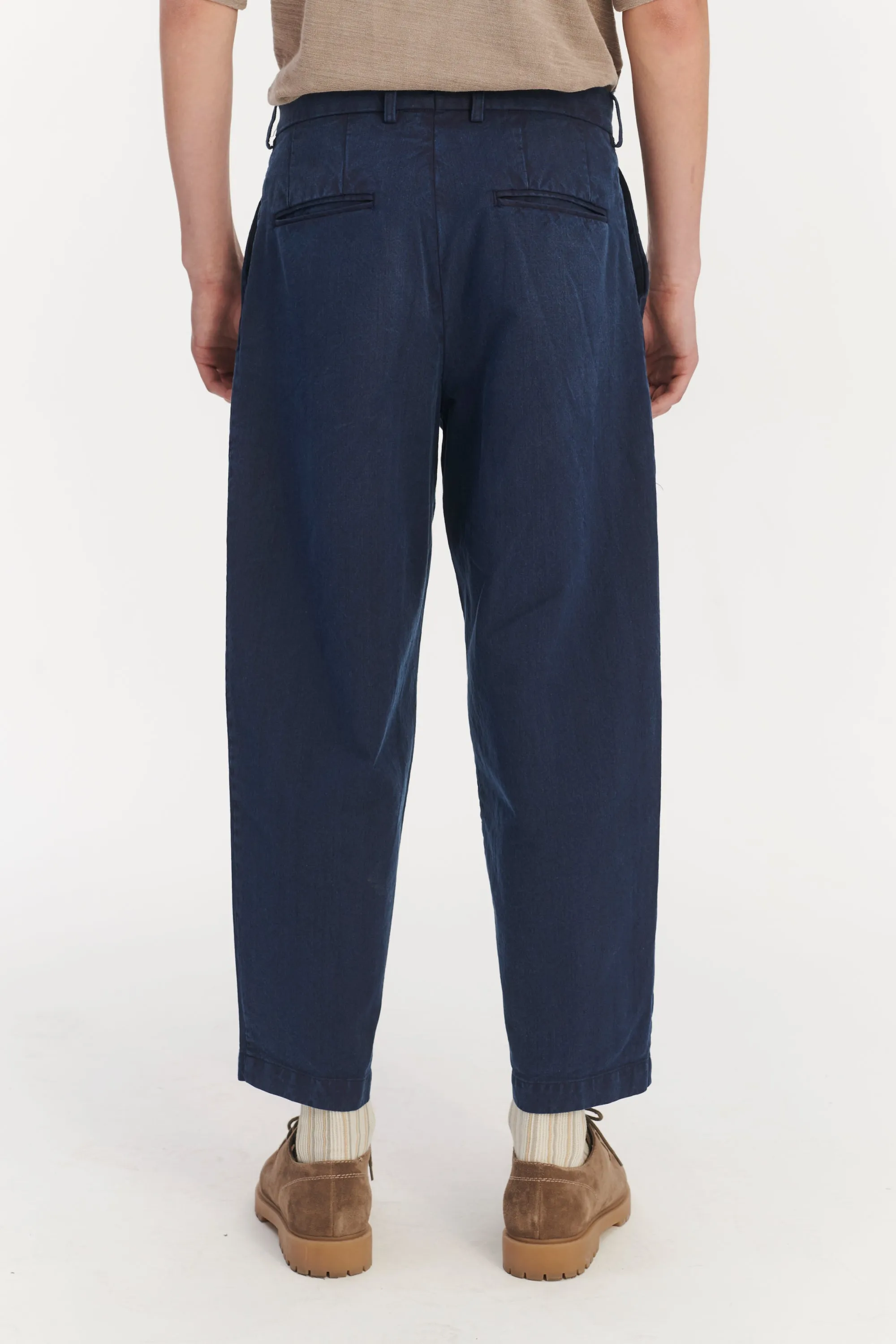 Cropped Trousers in a Navy Blue Rinsed Italian Cotton Denim sold by Delikatessen product image thumbnail 2