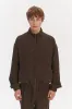 New Zipped Blouson Jacket in a Brown Italian Linen Crêpe sold by Delikatessen