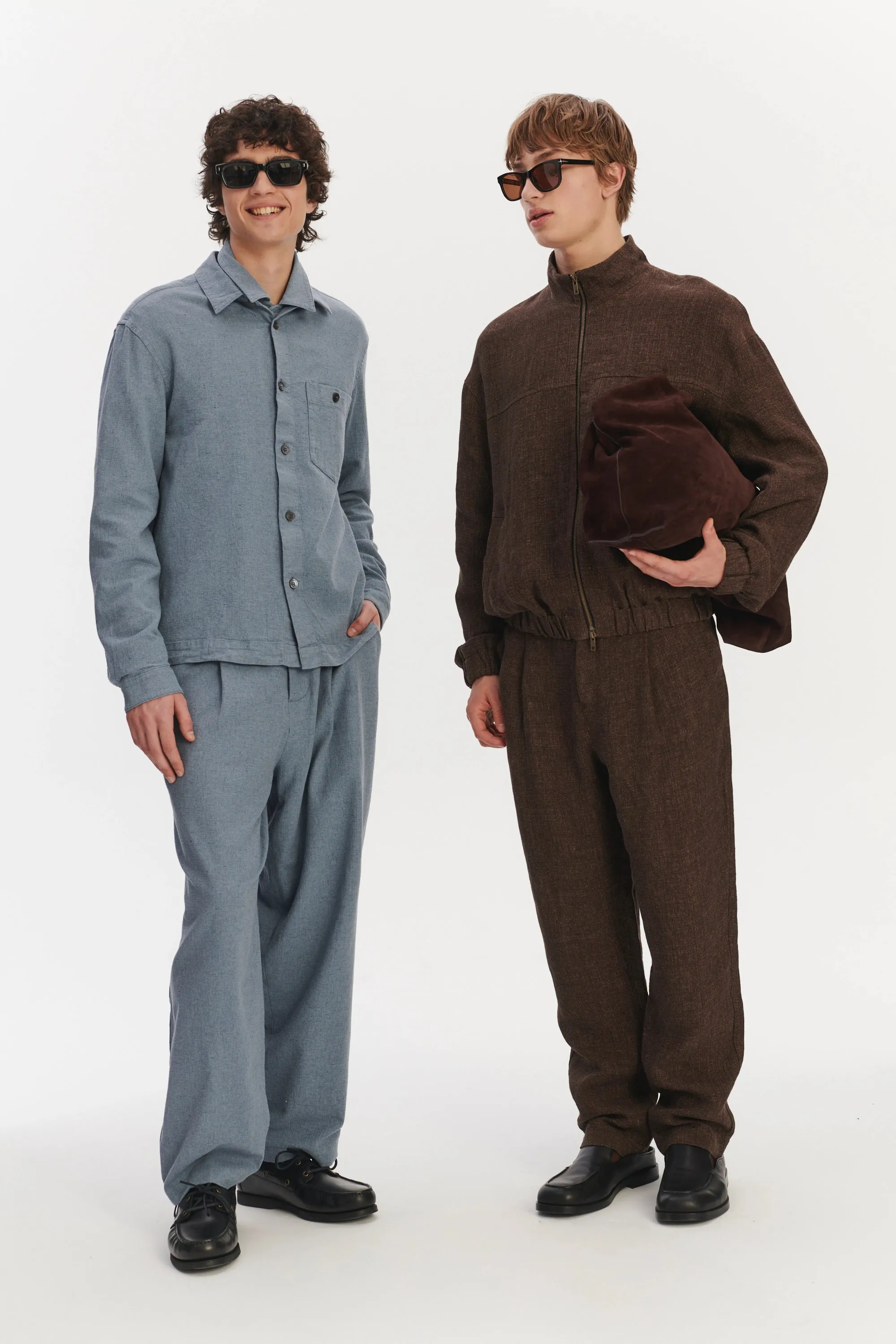 New Zipped Blouson Jacket in a Brown Italian Linen Crêpe sold by Delikatessen product image thumbnail 2