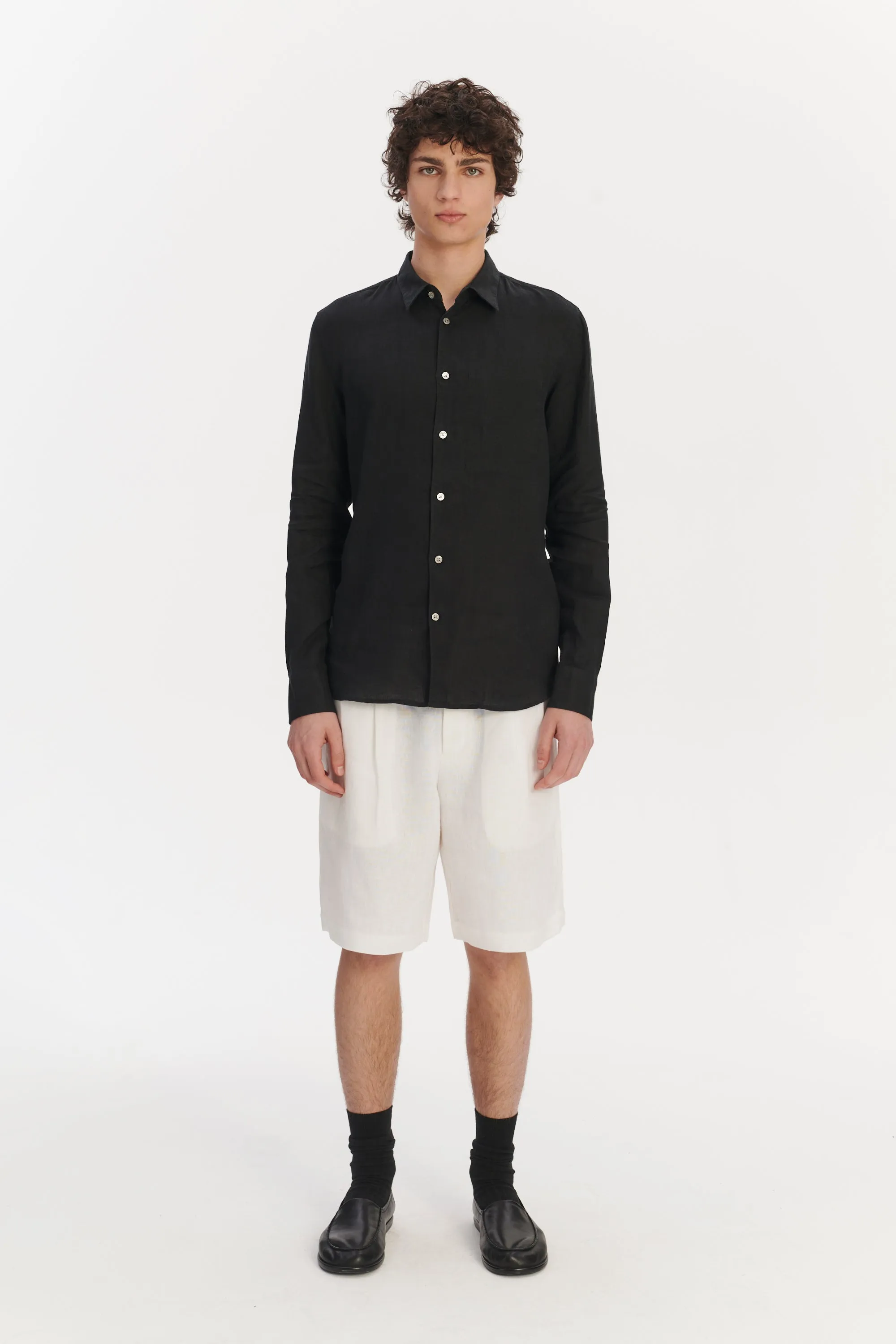 Feel Good Shirt in a Soft and Airy Black Portuguese Linen sold by Delikatessen product image thumbnail 4