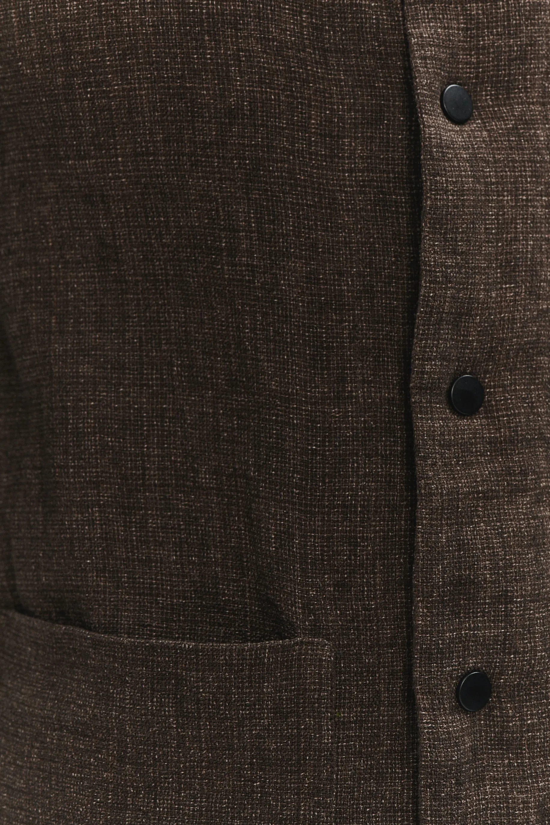 Round Collar Jacket in a Brown Fluid and Structured Italian Linen Crepe sold by Delikatessen product image thumbnail 2