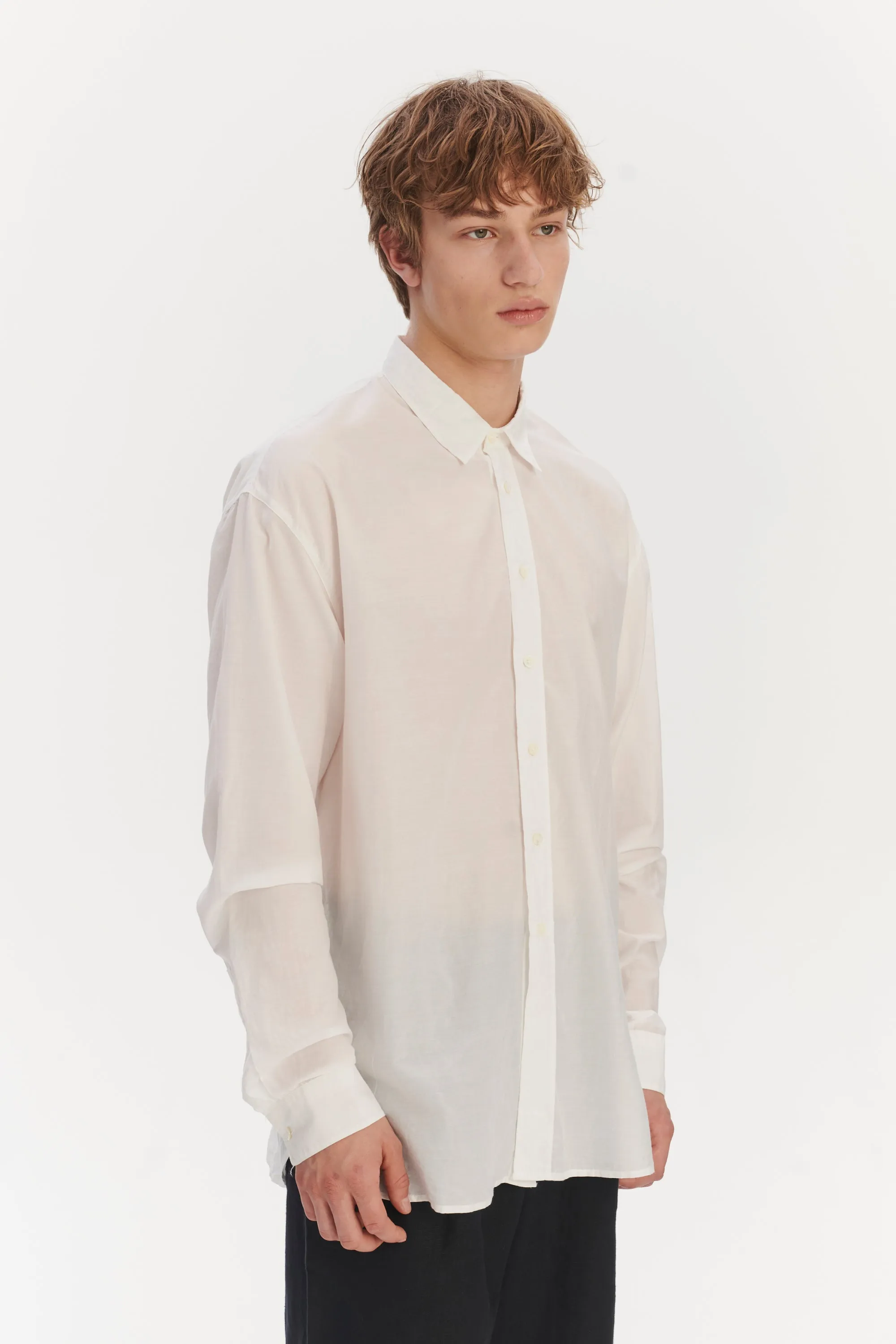 Oversized Rider Shirt in a Smooth White Airy Italian Silk and Cotton sold by Delikatessen product image thumbnail 5