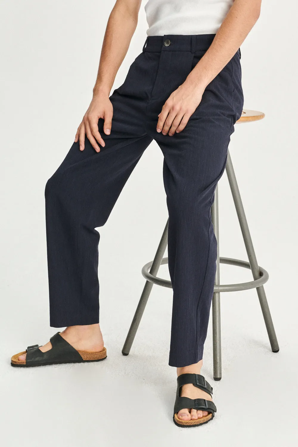 Genuine Trousers in a Navy Italian Virgin Wool and Viscose Crepe sold by Delikatessen product image thumbnail 3