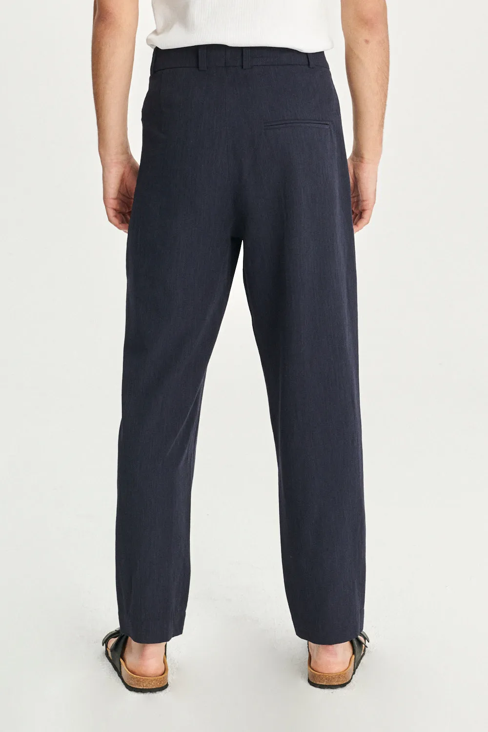 Genuine Trousers in a Navy Italian Virgin Wool and Viscose Crepe sold by Delikatessen product image thumbnail 2