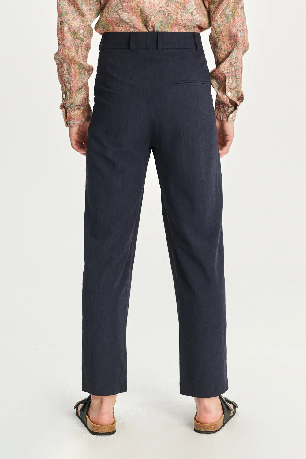 Genuine Trousers in a Navy Italian Virgin Wool and Viscose Crepe sold by Delikatessen product image thumbnail 4