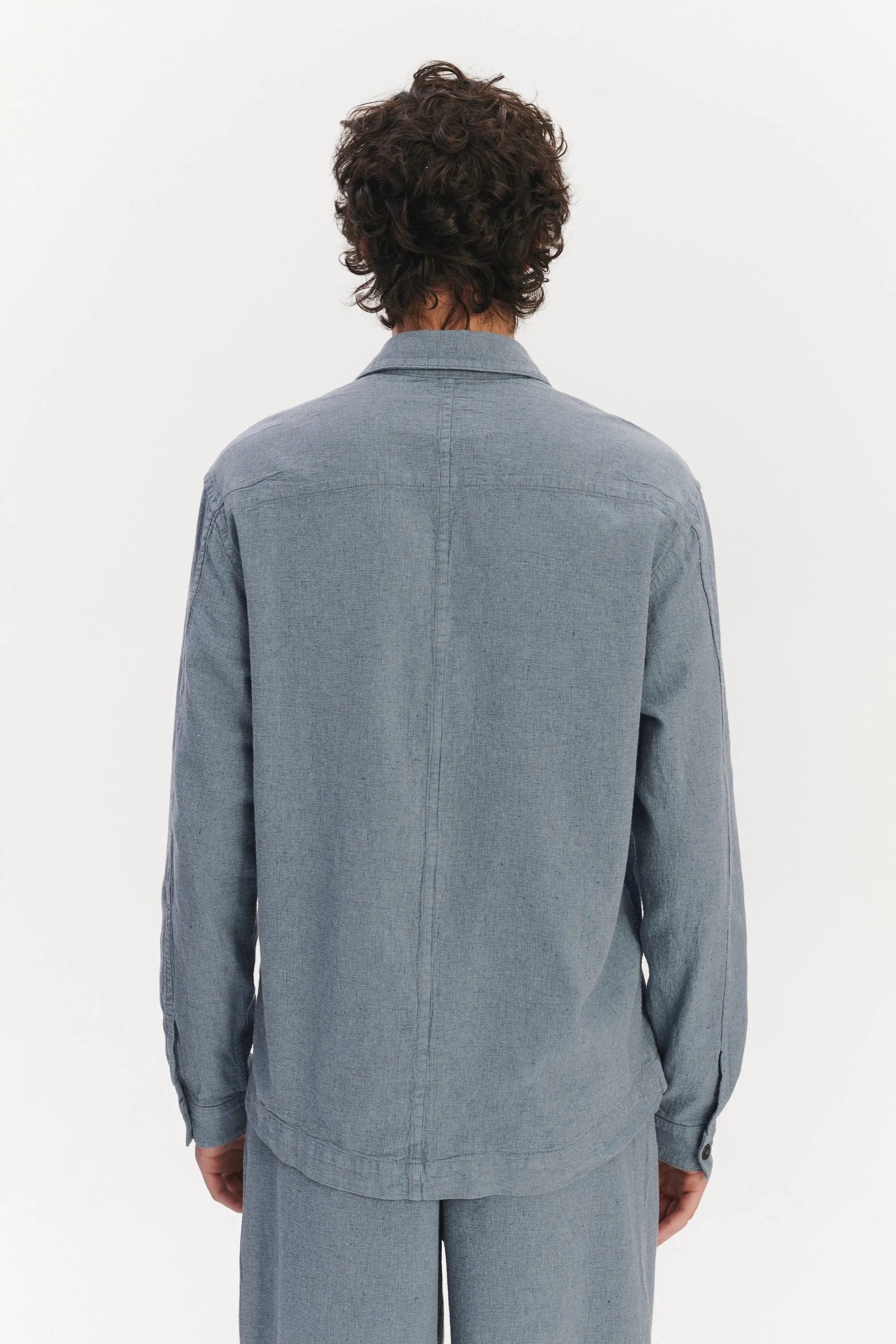 Architects Overshirt Shirt in a Pale Sky Blue Italian Recycled Cotton Denim sold by Delikatessen product image thumbnail 4