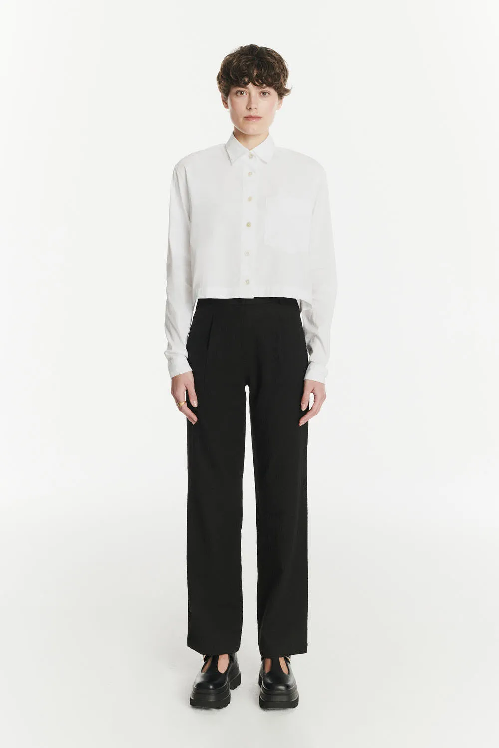Relaxed Cropped Shirt in a Crisp White Italian Cotton, Nylon and Lycra sold by Delikatessen product image thumbnail 3