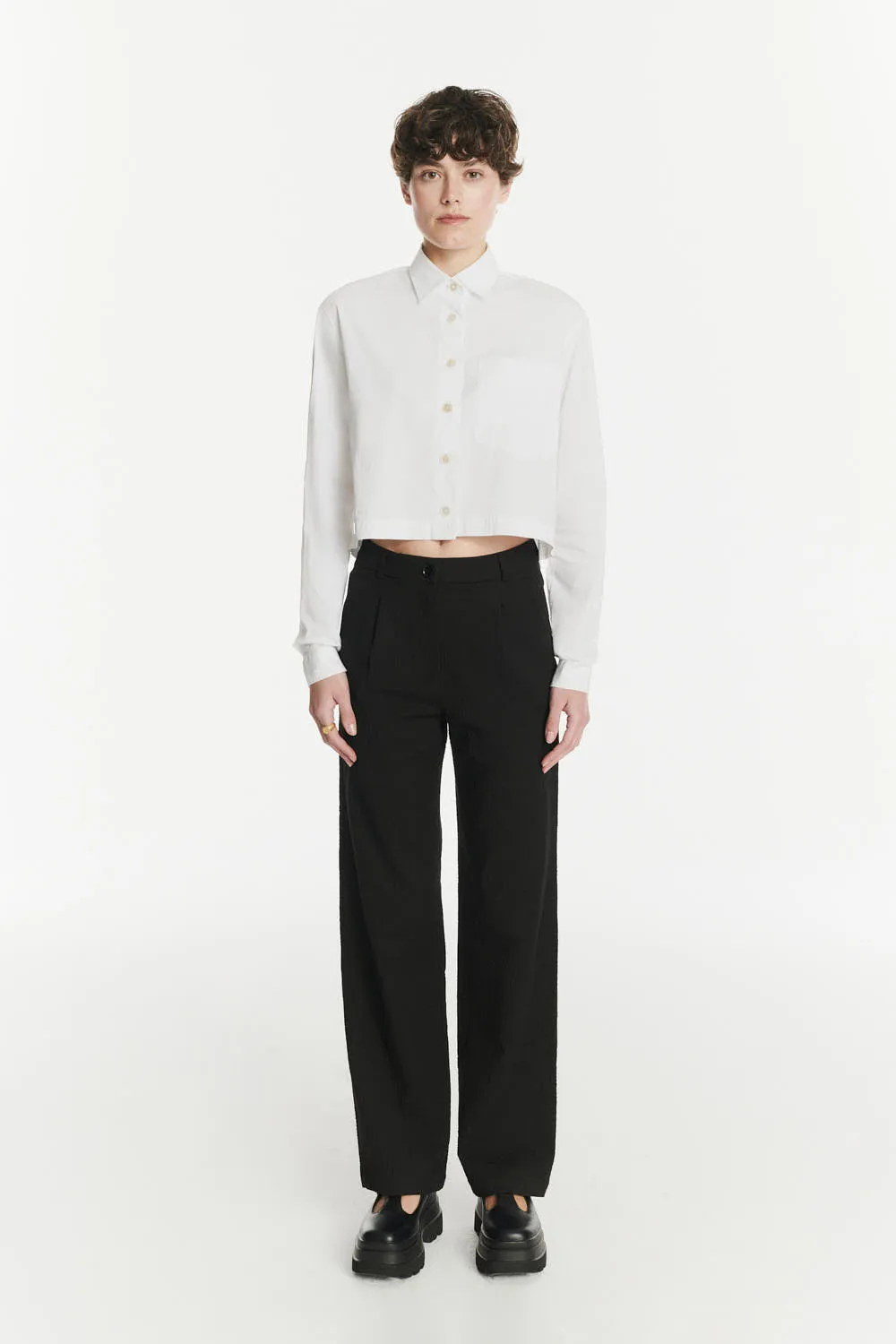Relaxed Cropped Shirt in a Crisp White Italian Cotton, Nylon and Lycra sold by Delikatessen product image thumbnail 2