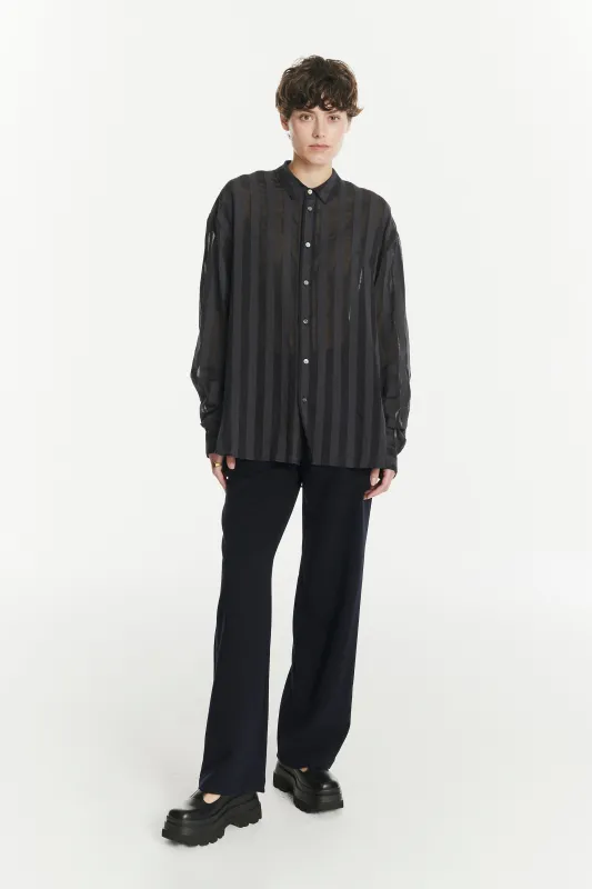 Oversized Rider Shirt in a Black Translucent and Airy Portuguese Cotton and Lyocell sold by Delikatessen