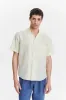 Short Sleeve Camp Collar Shirt in  a  Lemon Cream Soft Italian Cotton Seersucker sold by Delikatessen