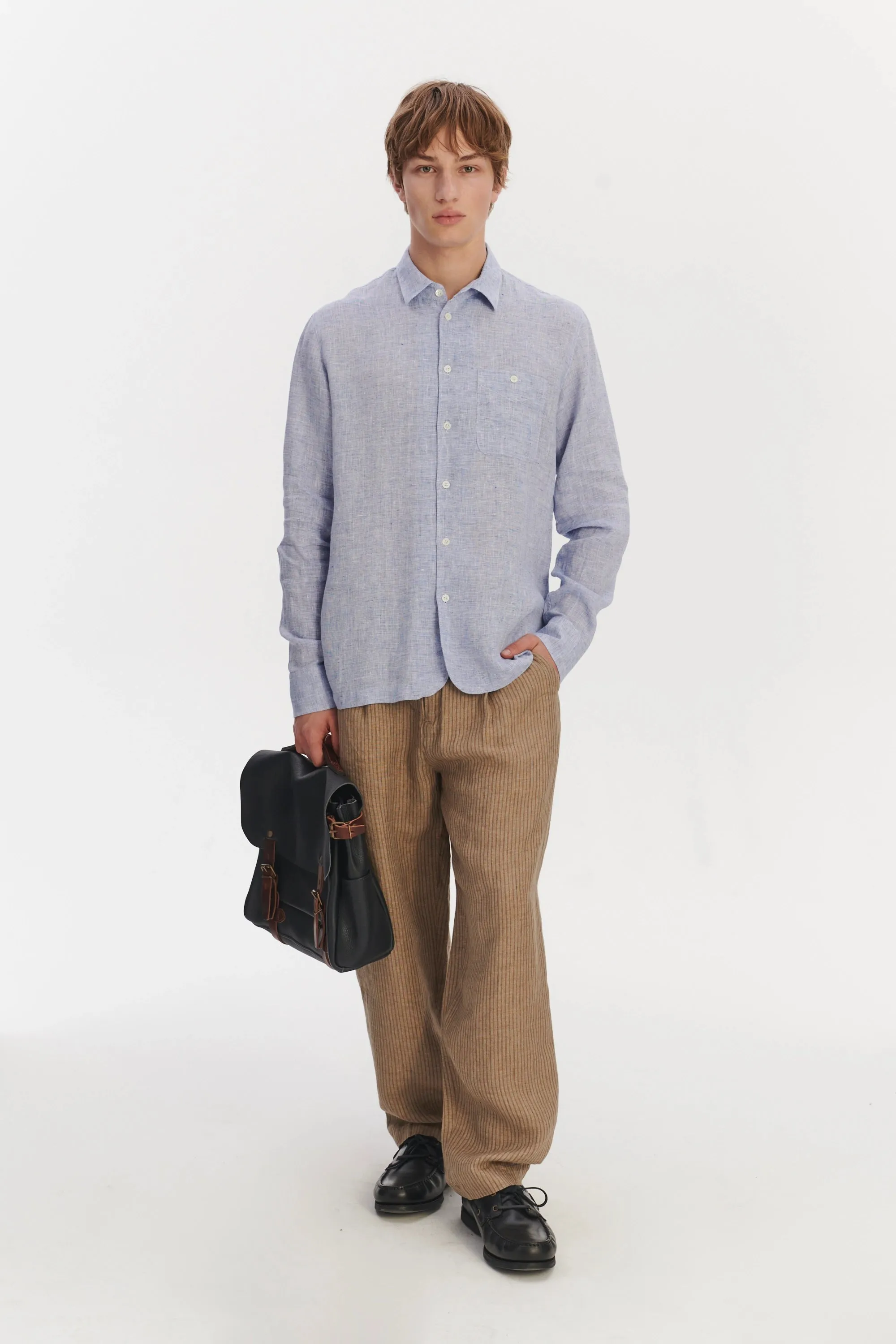 Strong Shirt in a Light Blue Bohemian Summer Linen sold by Delikatessen