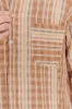 New Zen Grandad Collar Shirt in a Beige, Orange and Brown Striped Fine Portuguese Linen and Cotton sold by Delikatessen