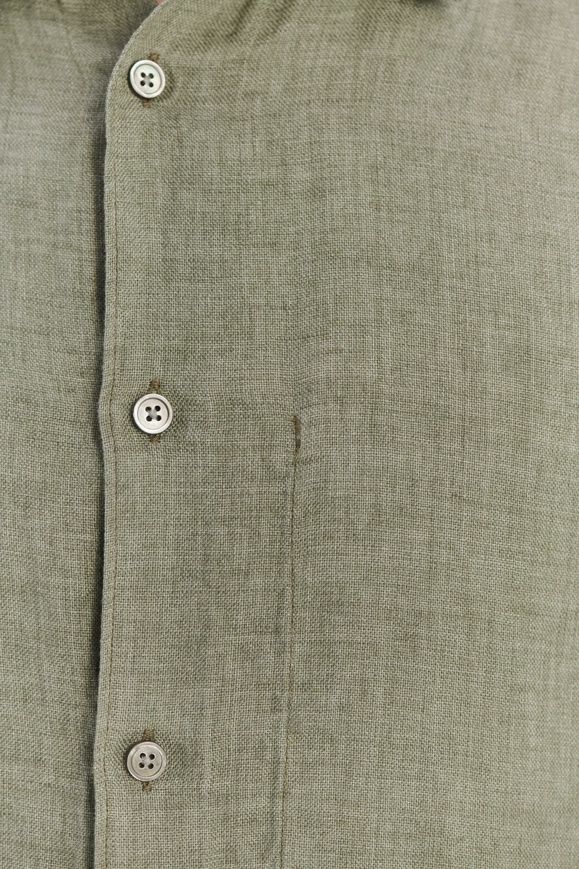 Feel Good Shirt in a Green Structured Italian Oxford Linen sold by Delikatessen product image thumbnail 2