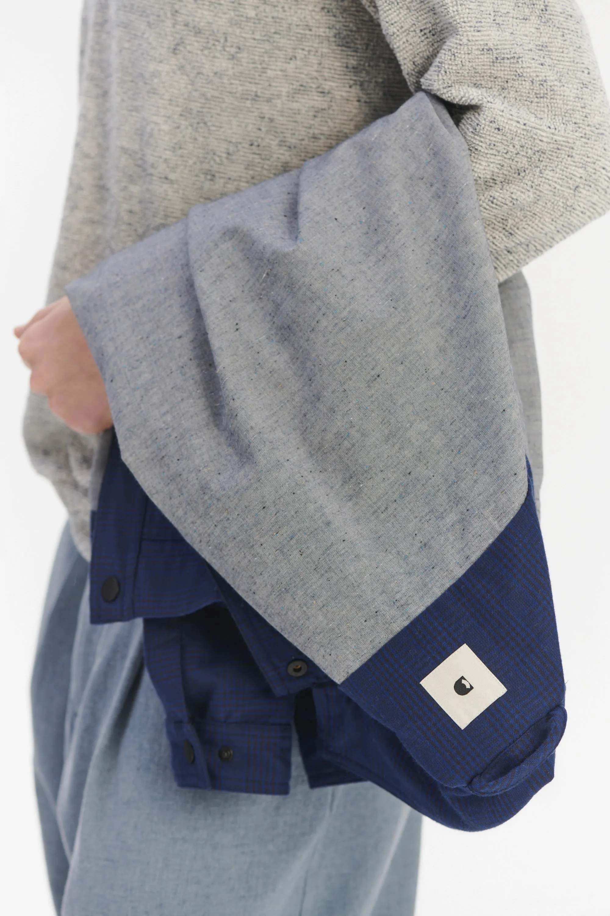 French Workwear Jacket in a Tonal Prussian Blue and Black Chequered Italian Cotton Flannel sold by Delikatessen product image thumbnail 2