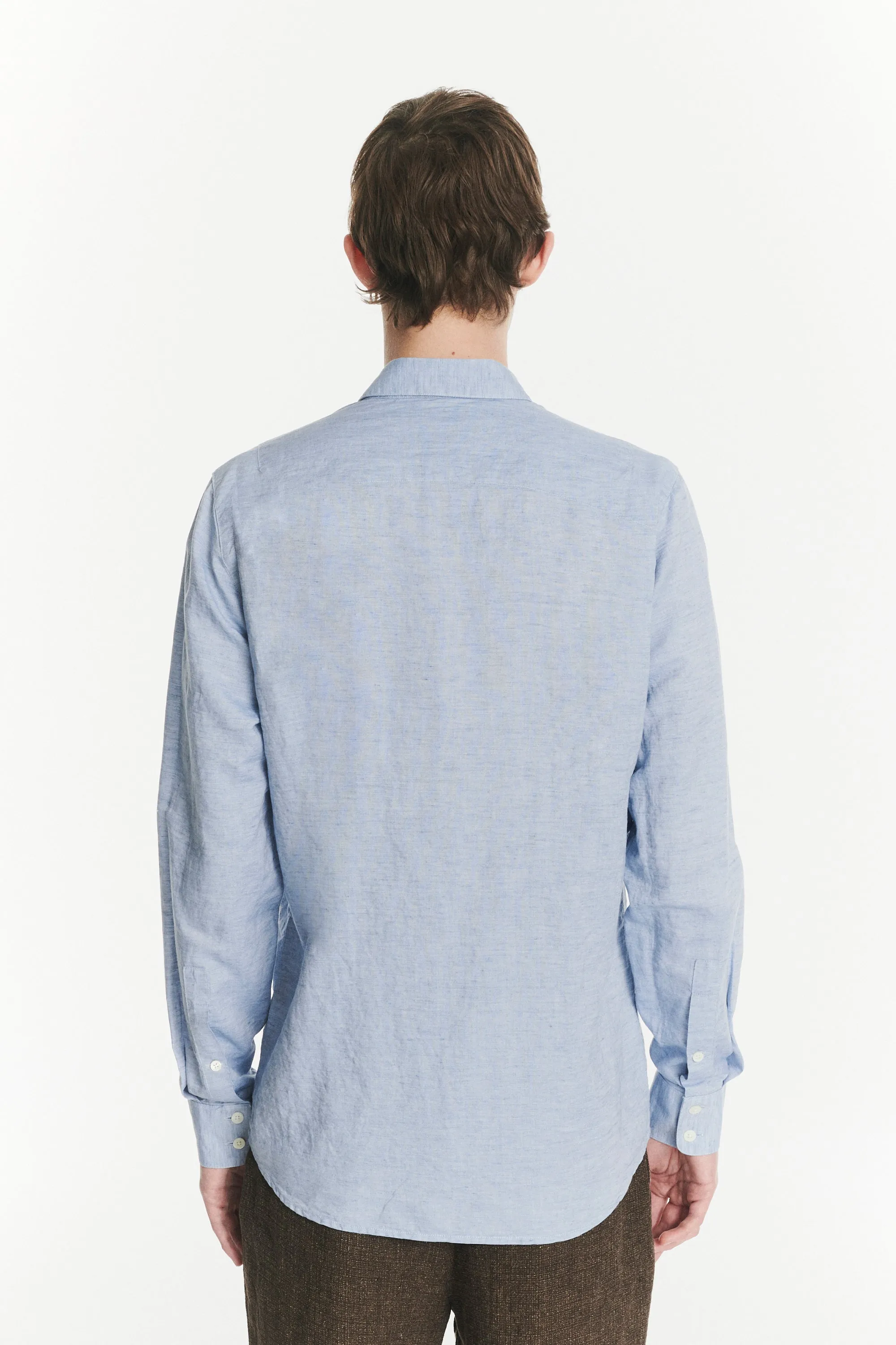 Feel Good Shirt in the Finest Soft Blue Italian Cotton and Linen sold by Delikatessen product image thumbnail 5