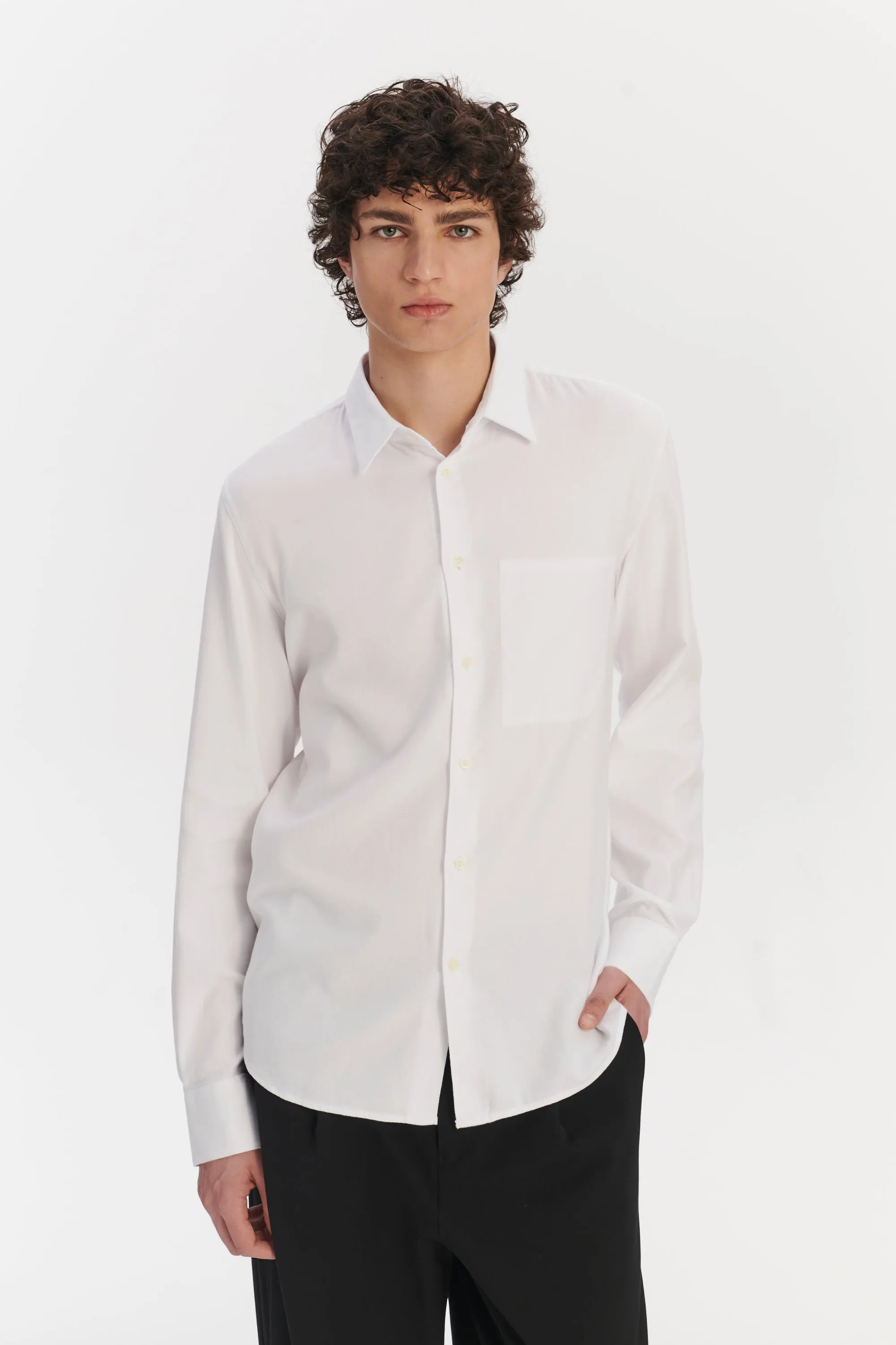 Feel Good Shirt in a White Very Soft Italian Lyocell and Cotton sold by Delikatessen product image thumbnail 4