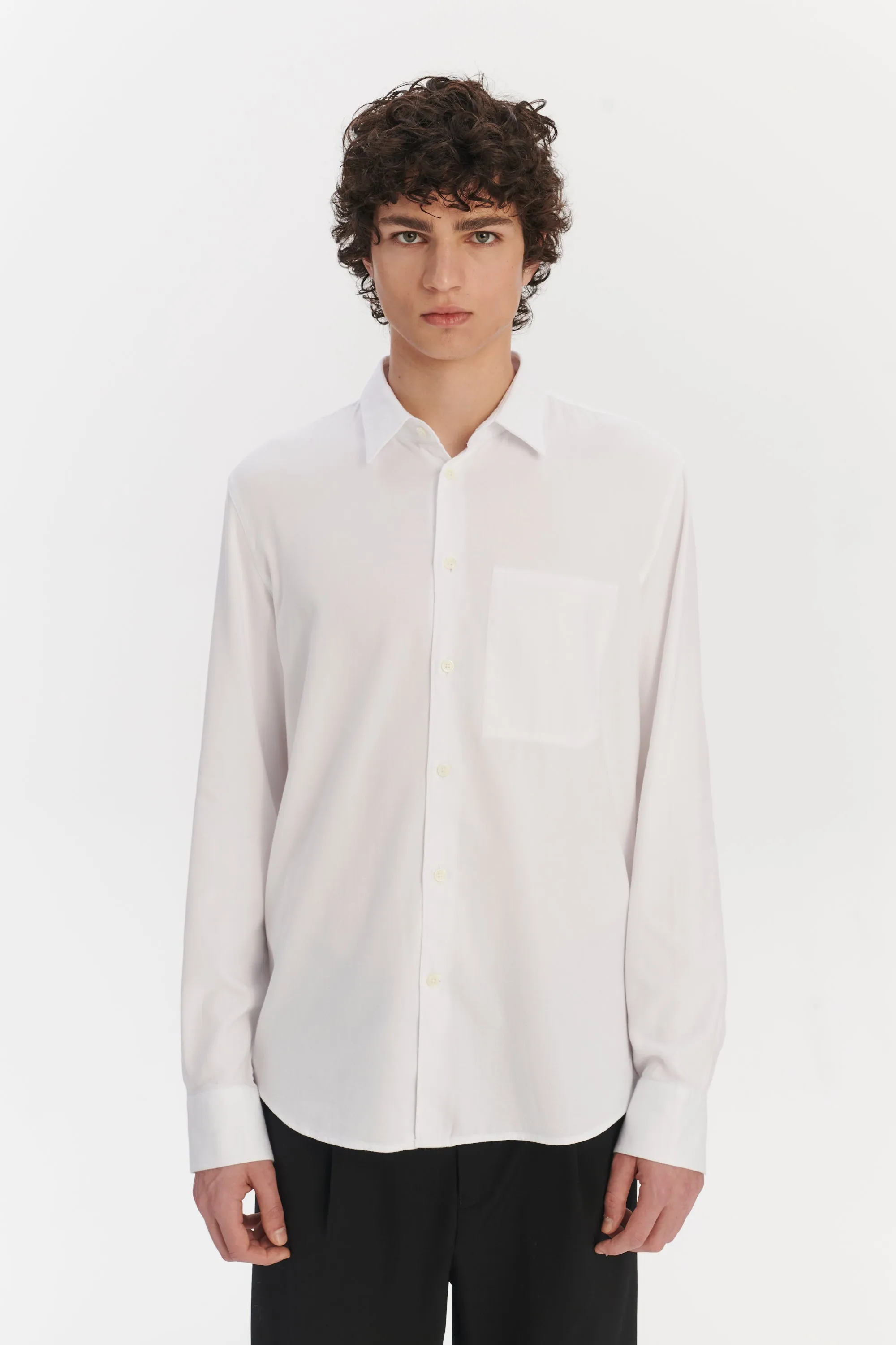 Feel Good Shirt in a White Very Soft Italian Lyocell and Cotton sold by Delikatessen product image thumbnail 3