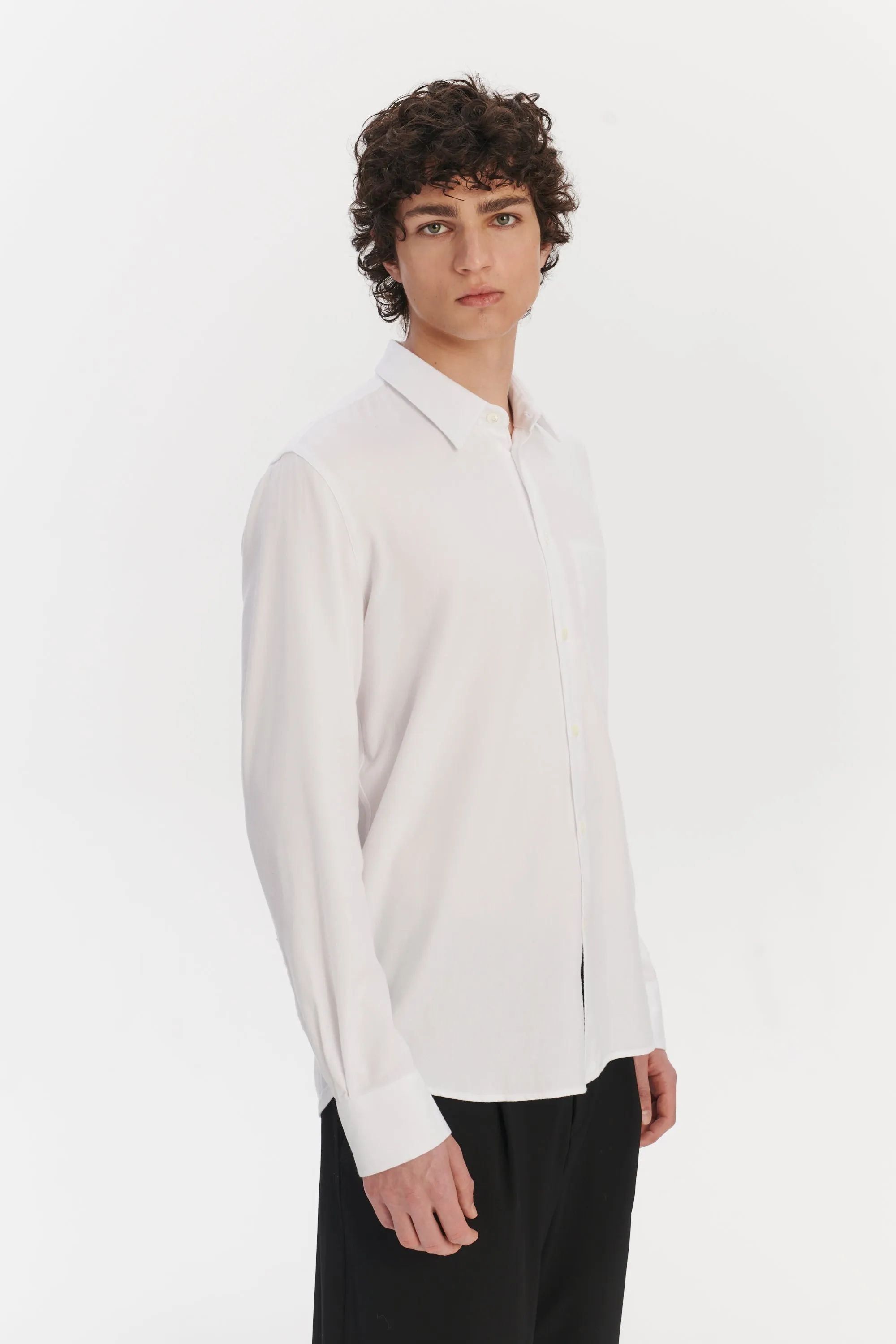 Feel Good Shirt in a White Very Soft Italian Lyocell and Cotton sold by Delikatessen product image thumbnail 5