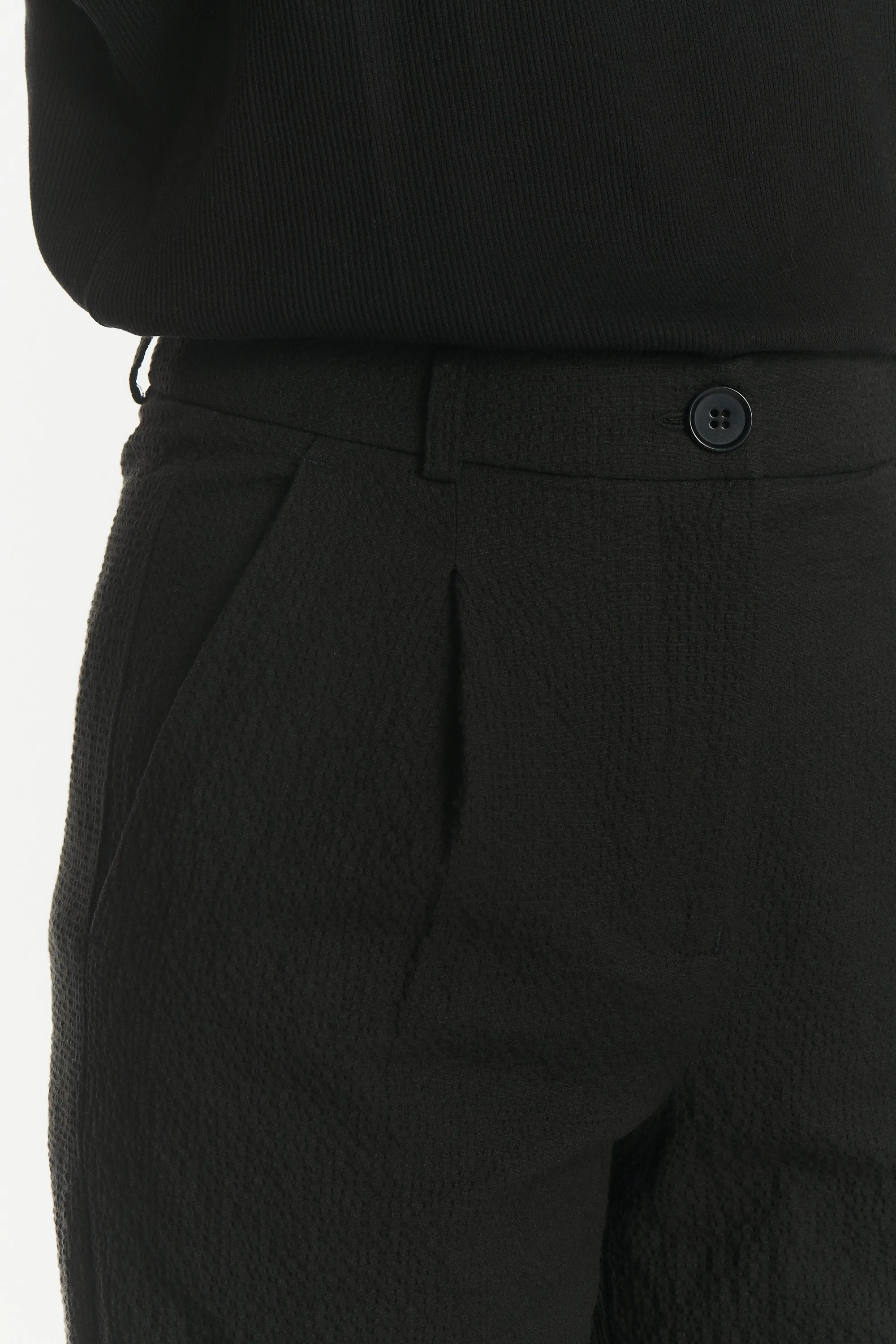 Women's Trousers in a Black Italian Cotton and Linen Seersucker sold by Delikatessen product image thumbnail 5