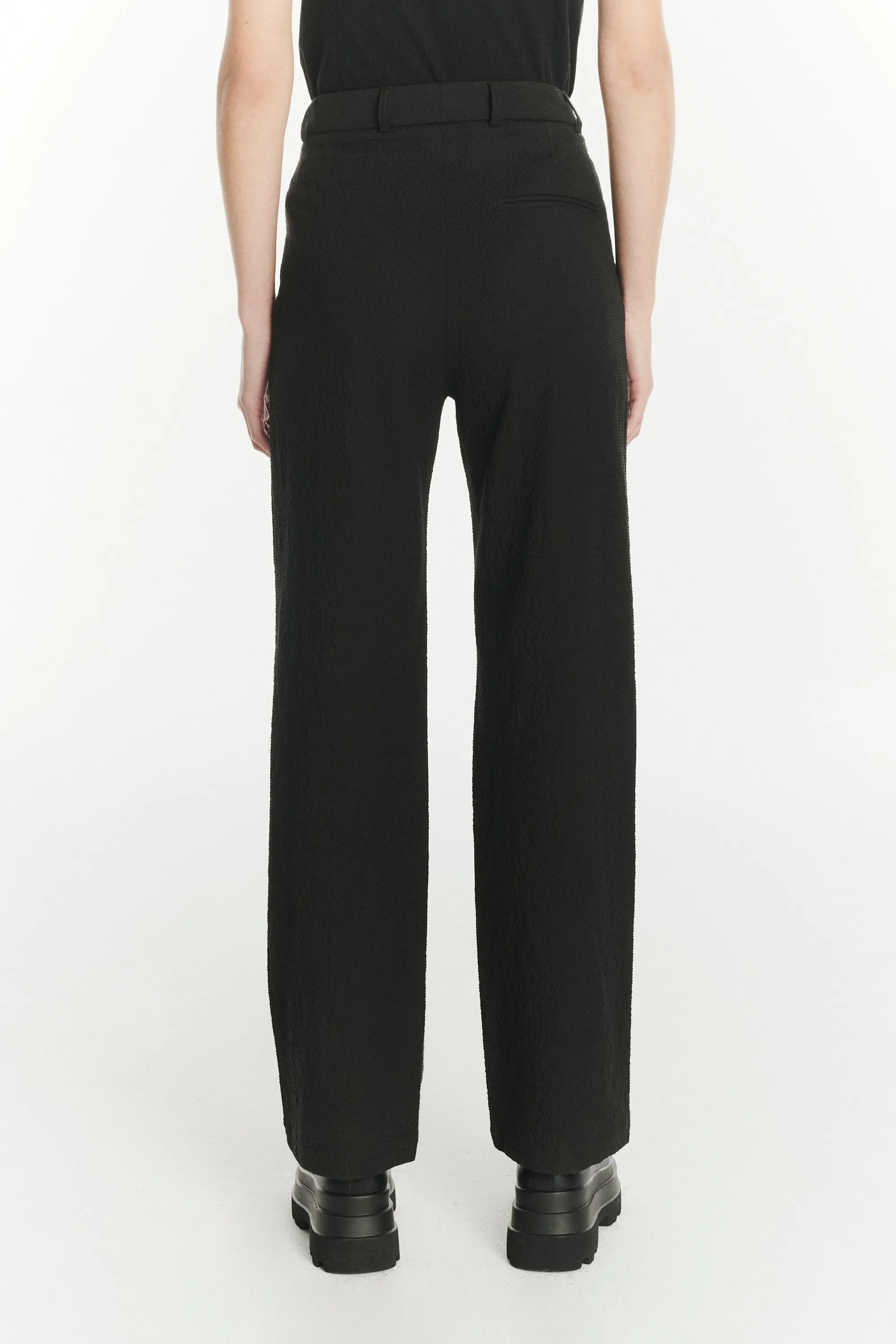 Women's Trousers in a Black Italian Cotton and Linen Seersucker sold by Delikatessen product image thumbnail 4