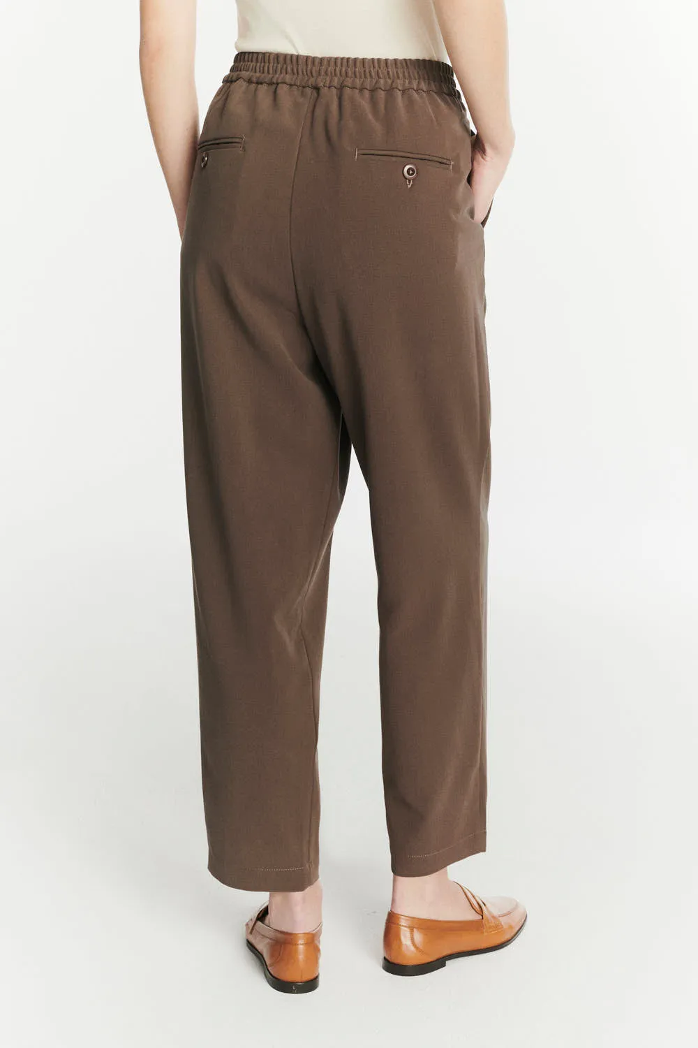 Trousers in the Finest Blend of Taupe Brown Italian Virgin Wool and Cotton by Albini sold by Delikatessen product image thumbnail 3