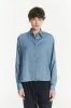 Relaxed Blouse in a Blue Soft Italian Lyocell and Cotton Flannel sold by Delikatessen