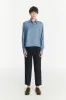 Relaxed Blouse in a Blue Soft Italian Lyocell and Cotton Flannel sold by Delikatessen