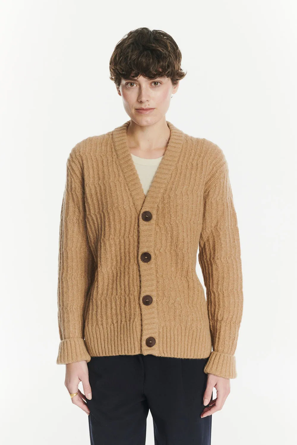 Cardigan in the Finest Beige Italian Melange Lambswool sold by Delikatessen product image thumbnail 3