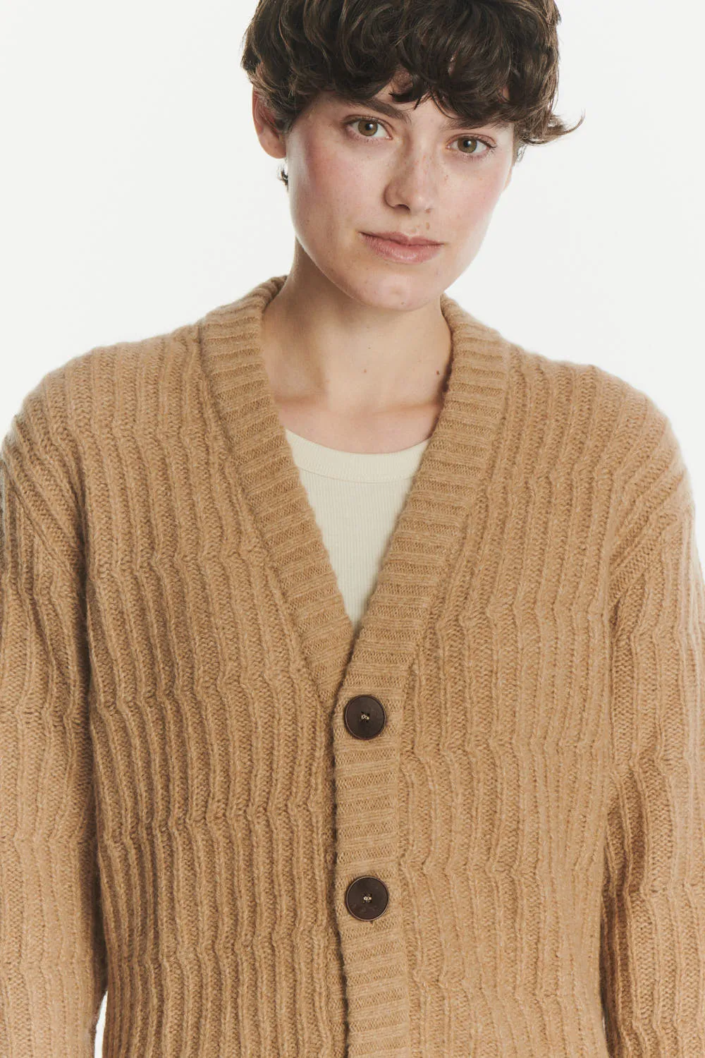 Cardigan in the Finest Beige Italian Melange Lambswool sold by Delikatessen product image thumbnail 2