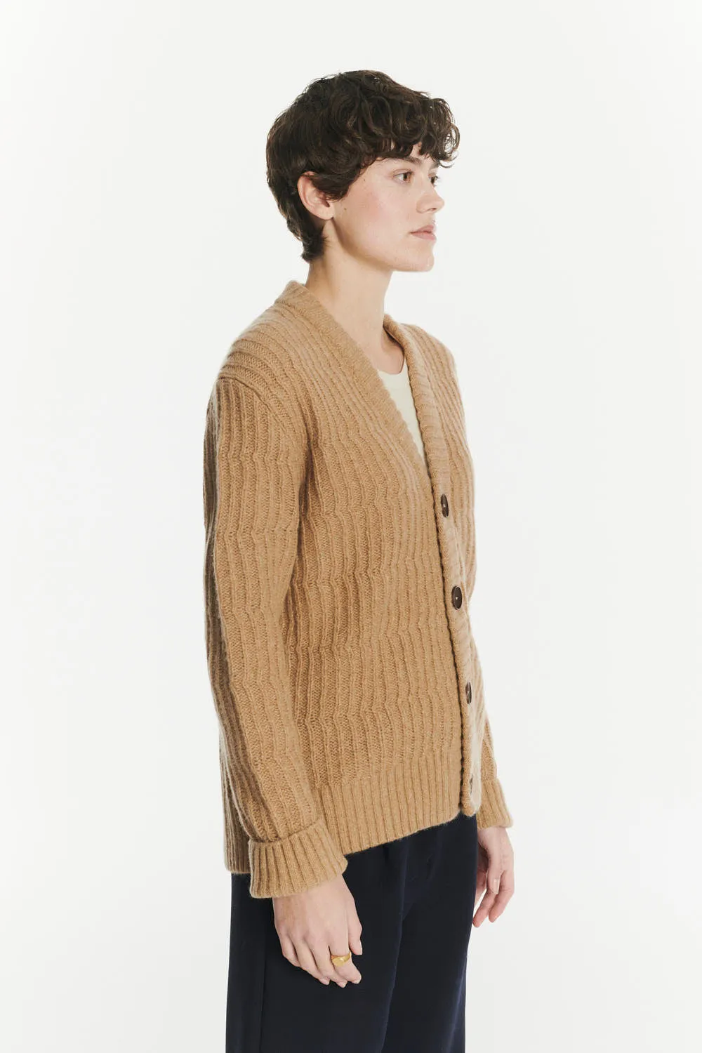 Cardigan in the Finest Beige Italian Melange Lambswool sold by Delikatessen product image thumbnail 4