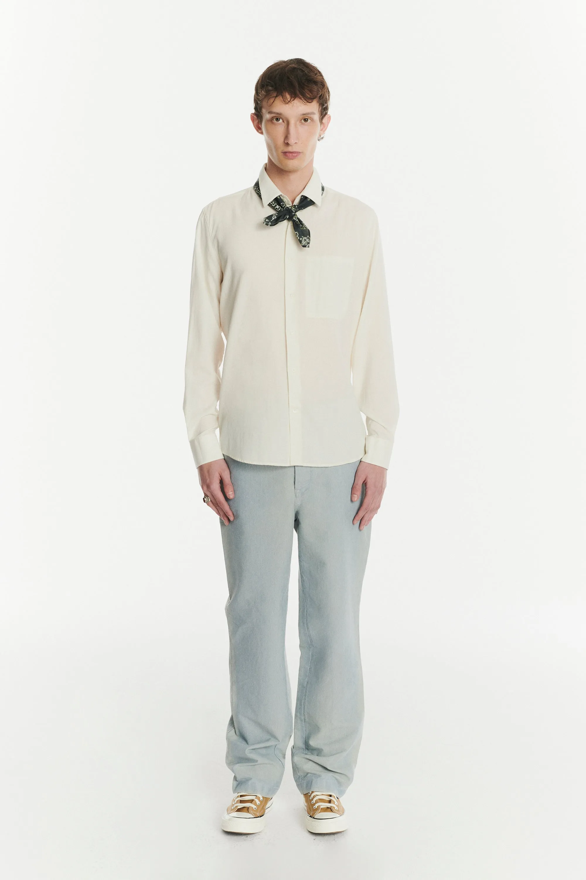 Feel Good Shirt in a Fine Soft Creamy White Italian Cotton and Virgin Wool sold by Delikatessen product image thumbnail 3