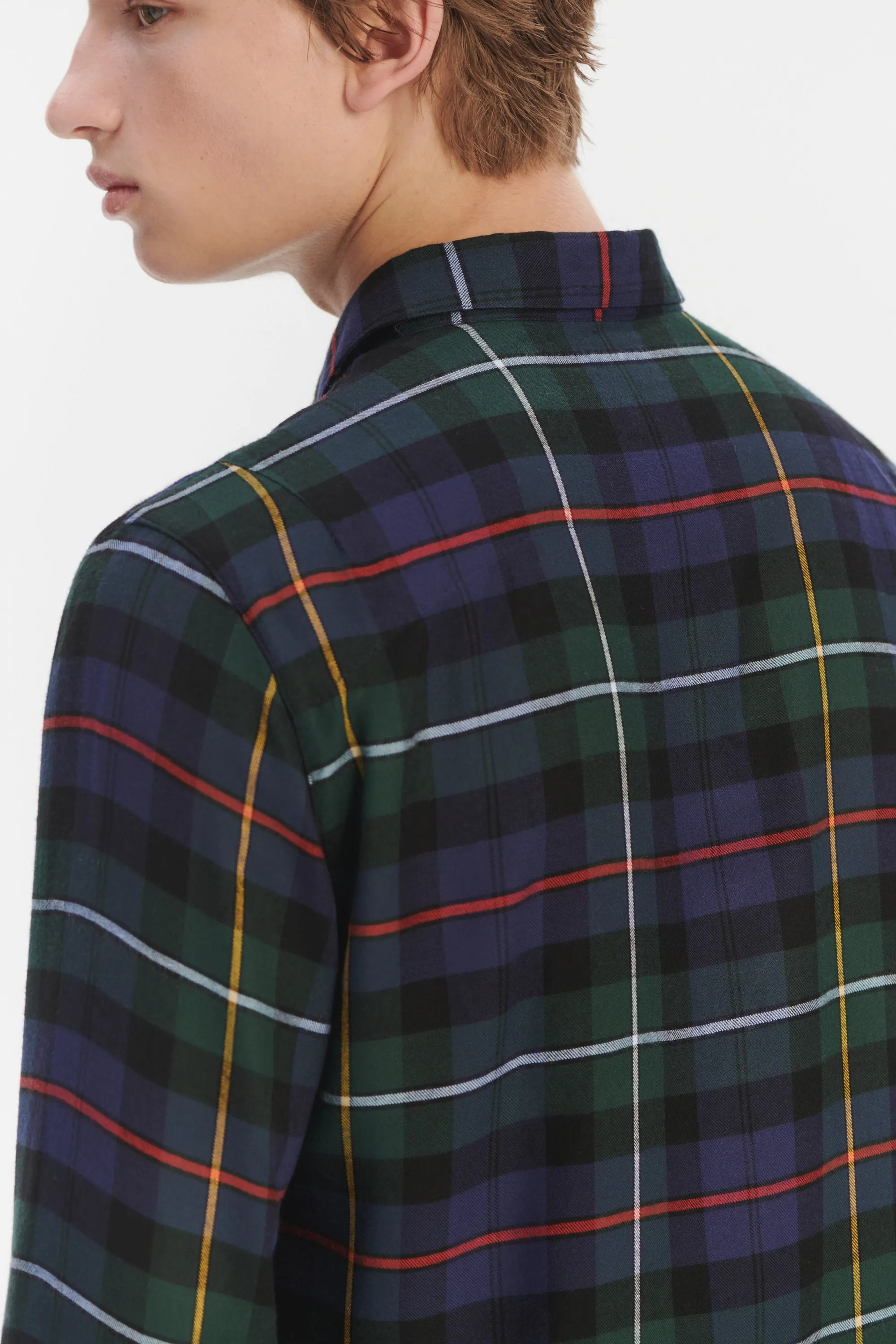Feel Good Shirt in the Finest Dark Blue, Green, Red and Yellow Chequered Fluid Italian Modal sold by Delikatessen product image thumbnail 2
