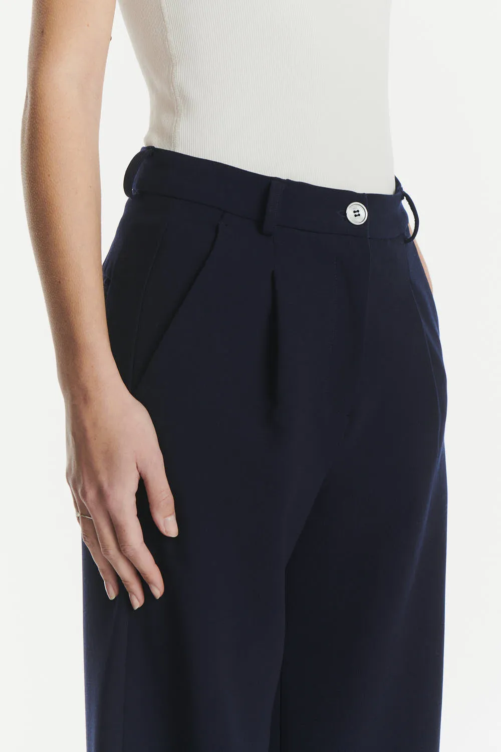 Slick Trousers in the Finest Navy Blue Easy Stretch Italian Virgin Wool sold by Delikatessen product image thumbnail 5