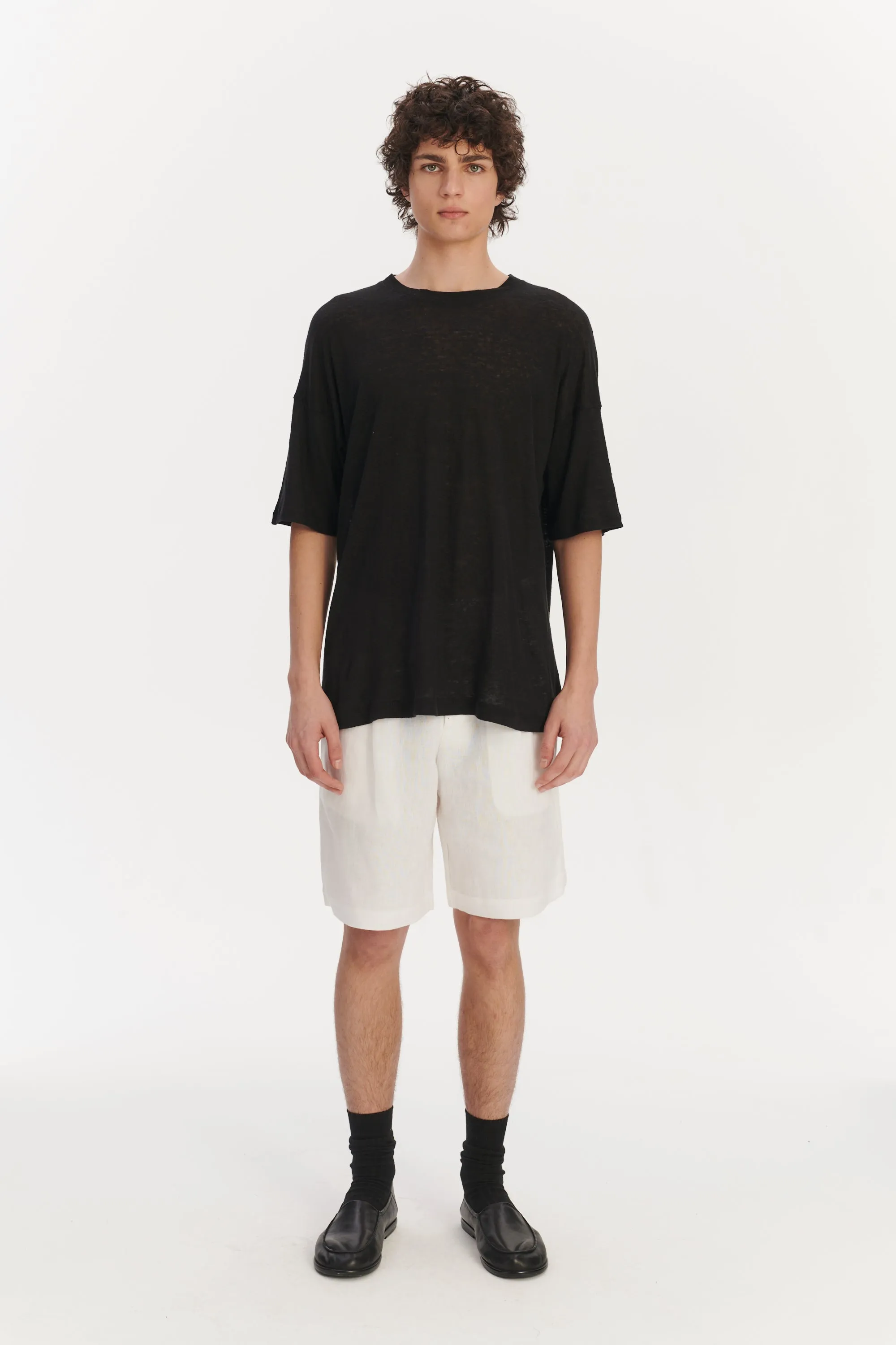 T-Shirt in a Black Lithuanian airy Linen Jersey sold by Delikatessen product image thumbnail 2