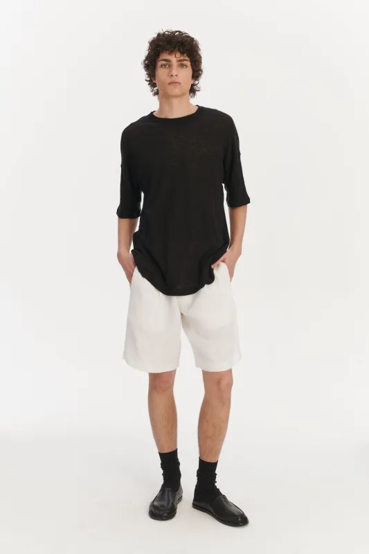 T-Shirt in a Black Lithuanian airy Linen Jersey sold by Delikatessen