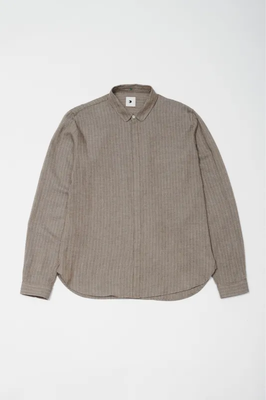 Cute Shirt in a Rusty Grey Copper Green Pin Stripe Portuguese Merino Wool and Modal sold by Delikatessen