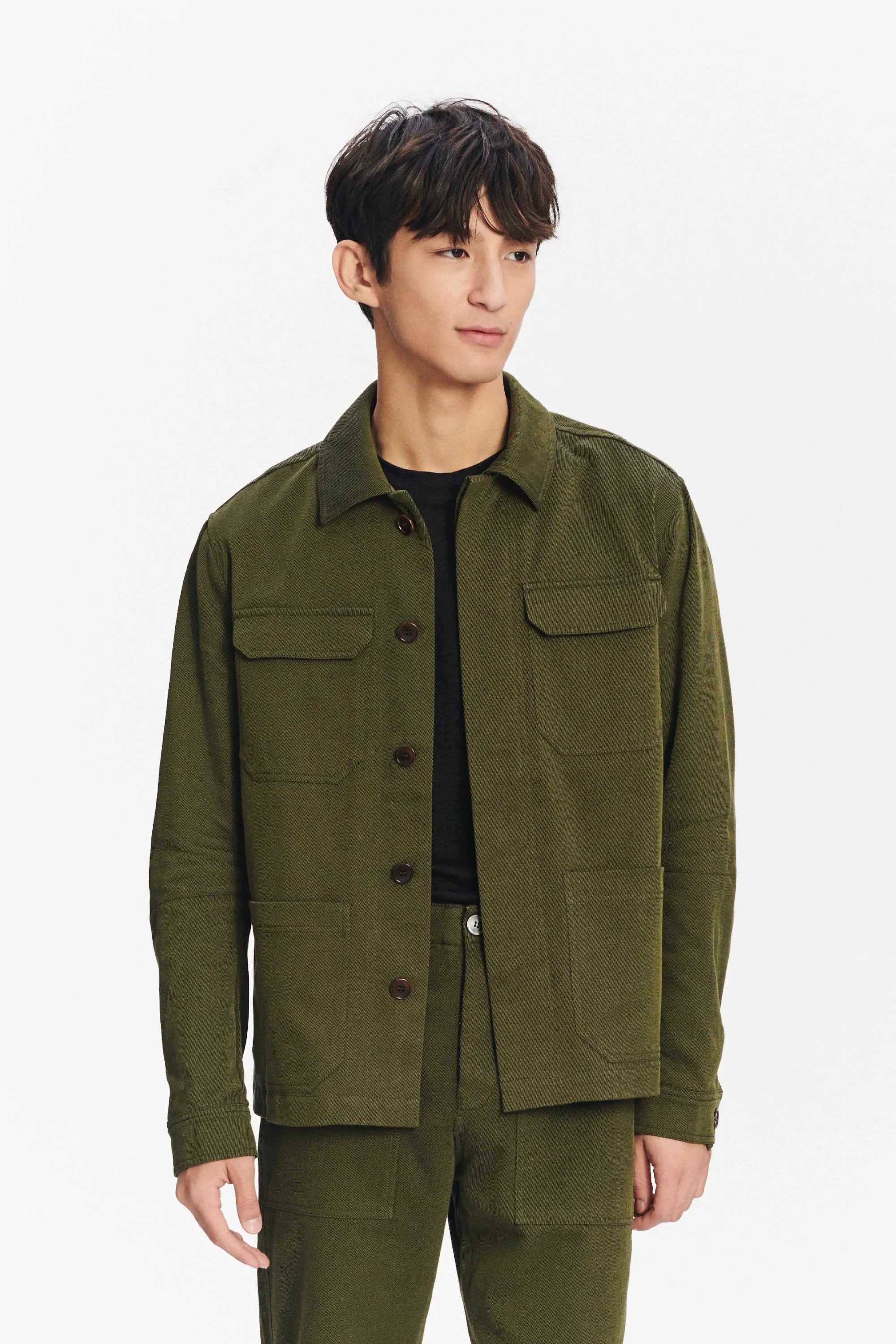 Workwear Jacket in the Finest Olive Green Italian Cotton and Wool Twill from Subalpino sold by Delikatessen product image thumbnail 5