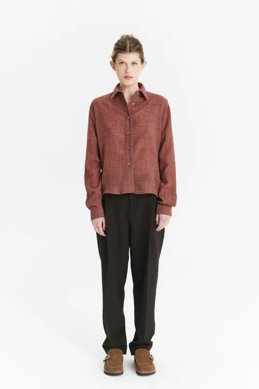 Relaxed Blouse in the Finest Worsted Peach Wine Red Japanese Wool sold by Delikatessen