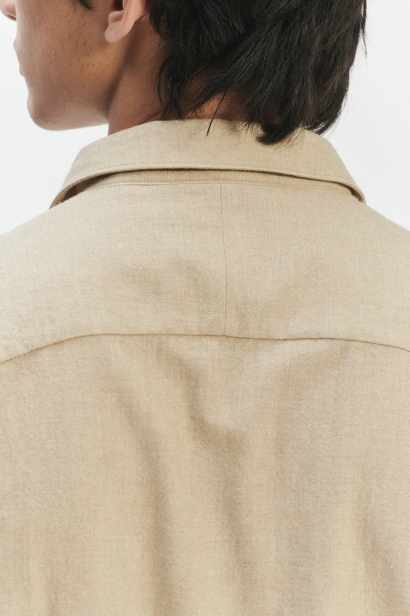 Farmer Shirt in a Cream Beige Fine Mix of Italian Cotton and Virgin Wool sold by Delikatessen product image thumbnail 2