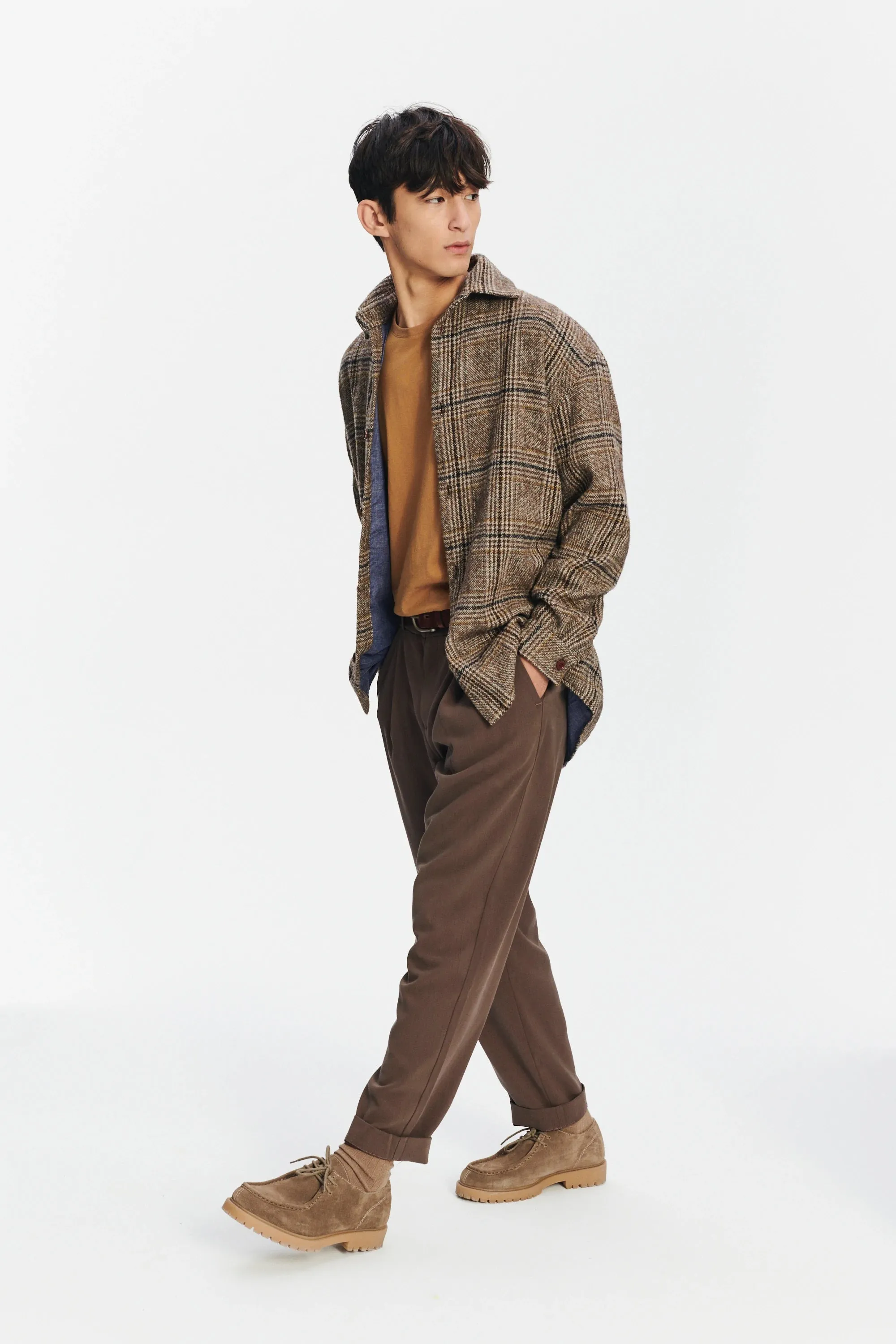 Easy Fit Jacket in a Brown, Beige and Black Chequered Italian Wool with MEIDA Thermo Insulation sold by Delikatessen product image thumbnail 2