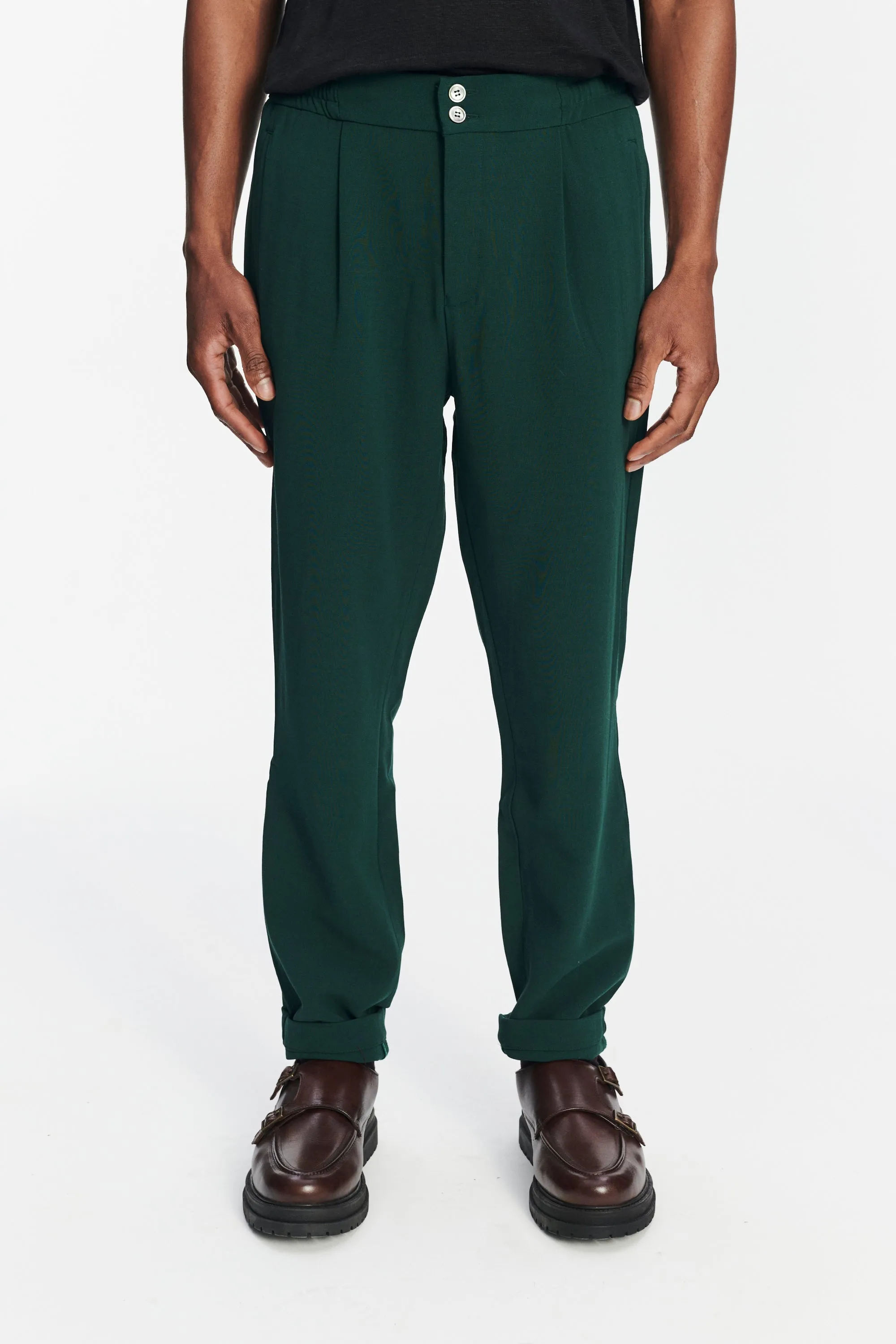 Garden Trousers in the Finest Dark Green Italian Double Virgin Wool by Giuseppe Botto sold by Delikatessen product image thumbnail 3