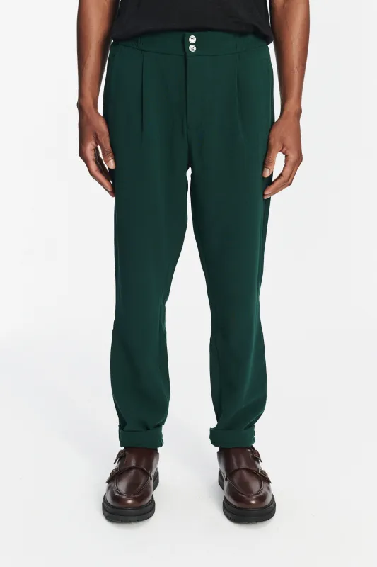 Garden Trousers in the Finest Dark Green Italian Double Virgin Wool by Giuseppe Botto sold by Delikatessen