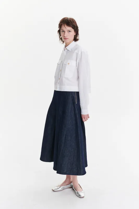 Shirt Jacket in a White Soft Portuguese Cotton and Linen Seersucker sold by Delikatessen